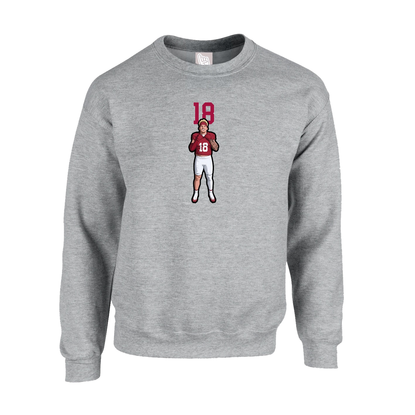 Fleece Crew — Number Top in Grey