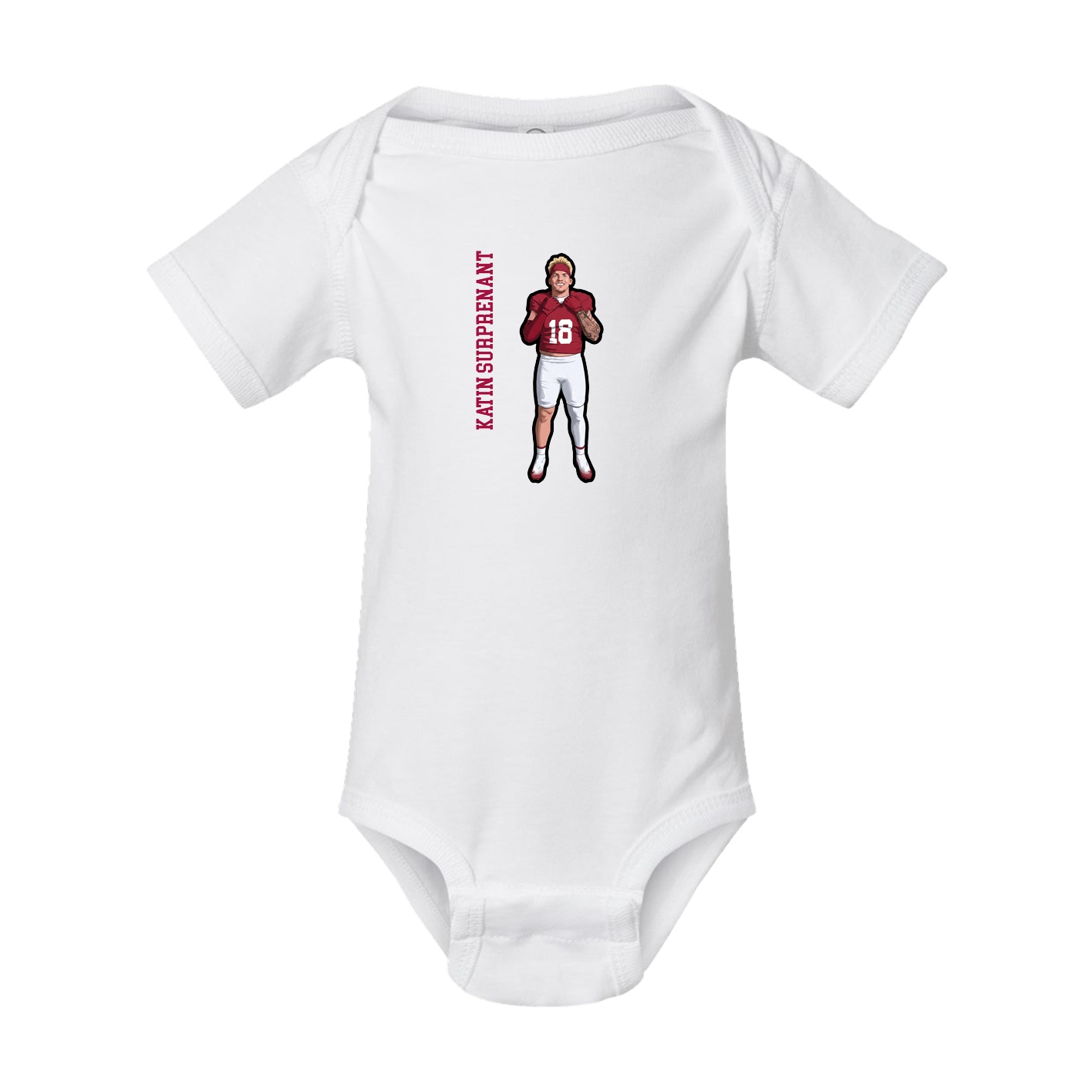 Baby Onesie — Name Vertical in White