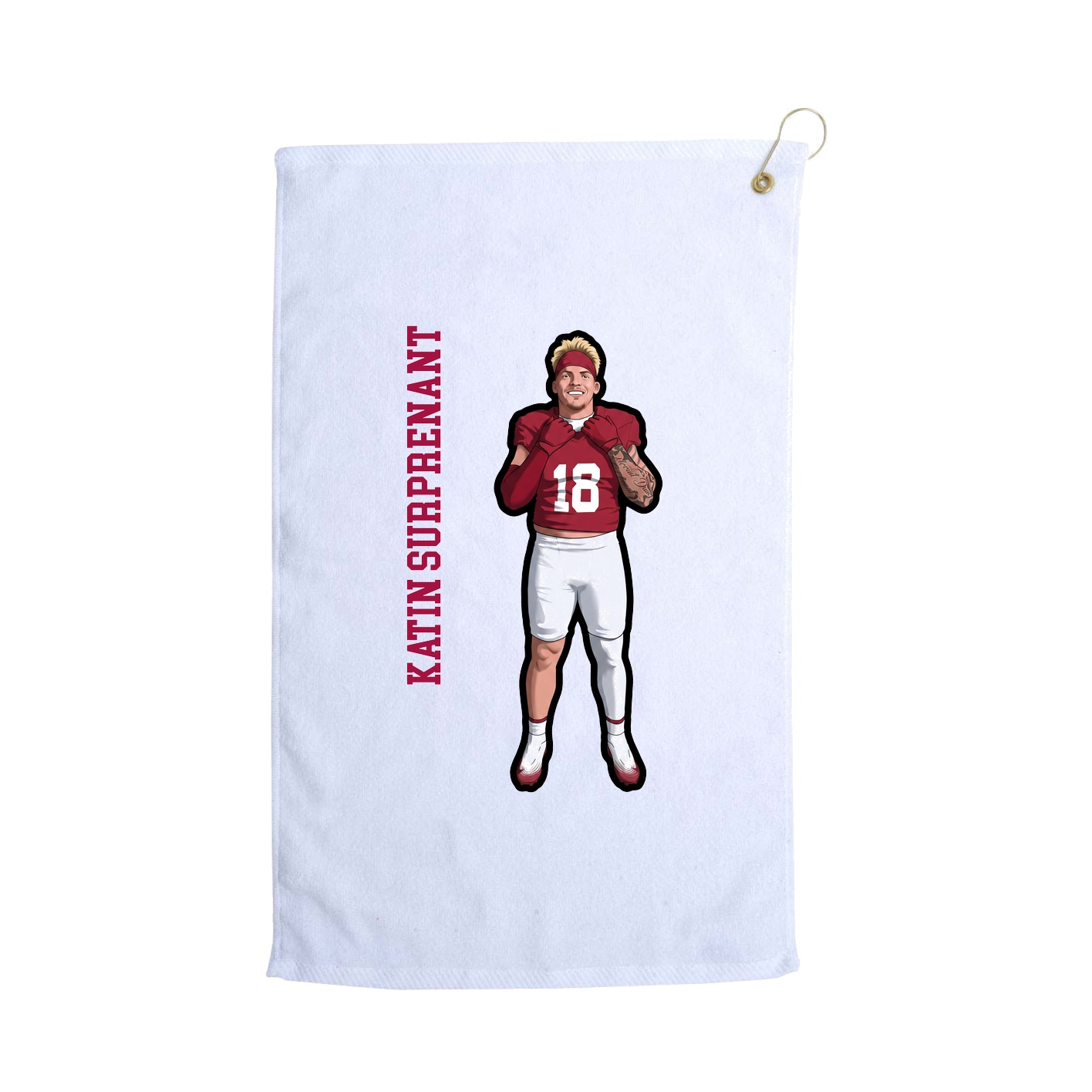 Golf Towel — Name Vertical in White
