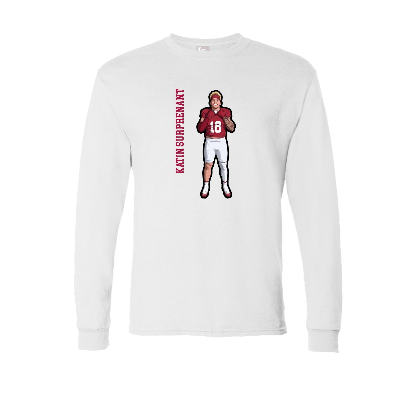 Long Sleeve Tee — Name Vertical in White