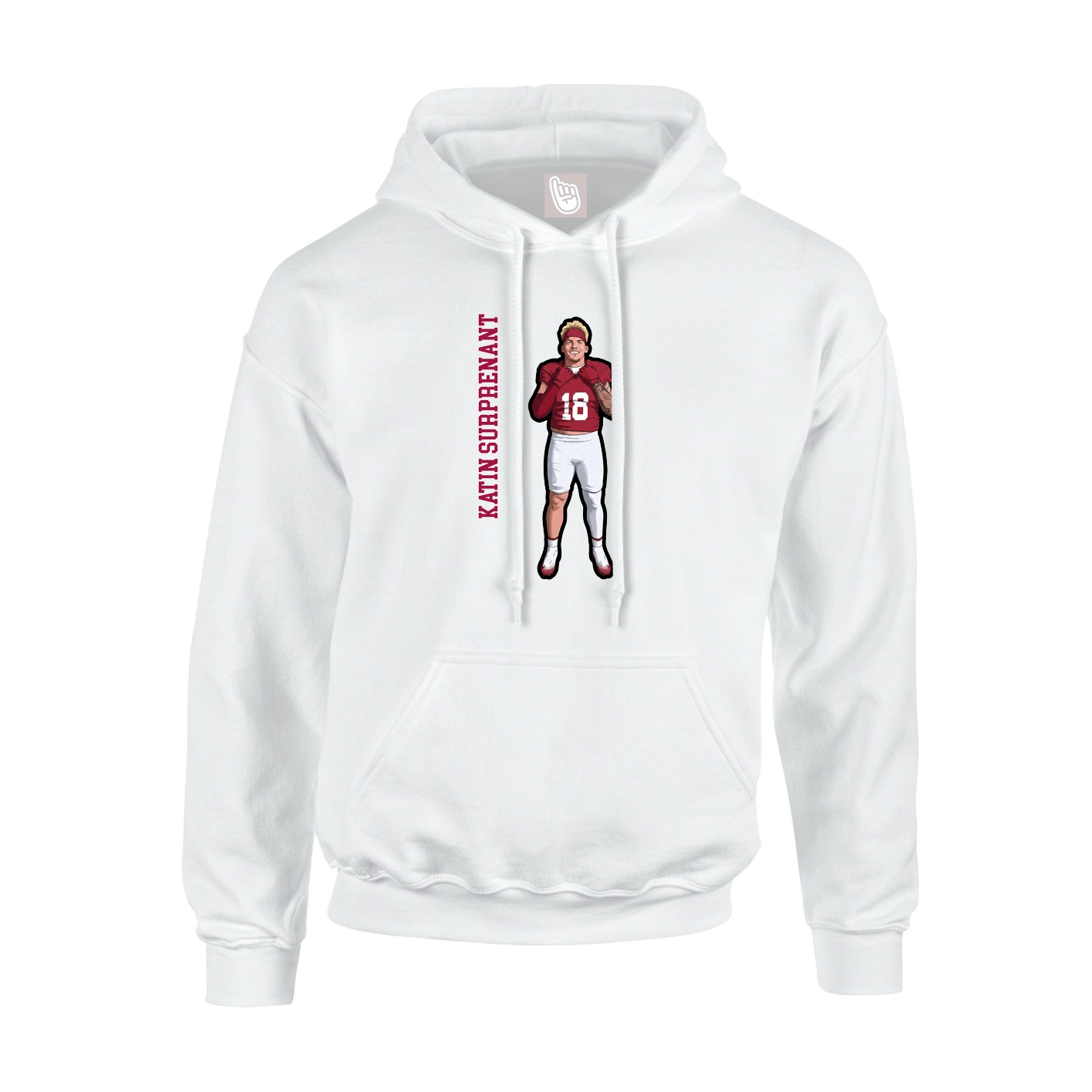 Youth Hoodie — Name Vertical in White