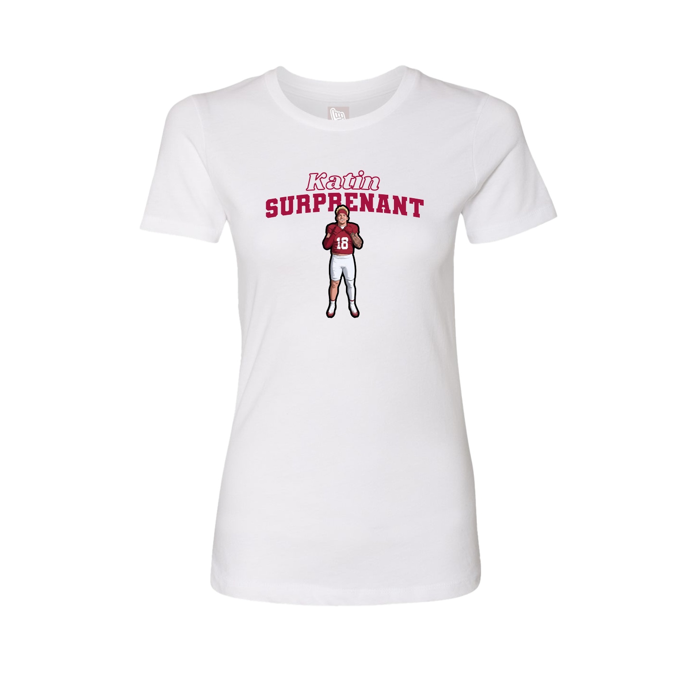 Fitted Women's Tee — Name Arch in White