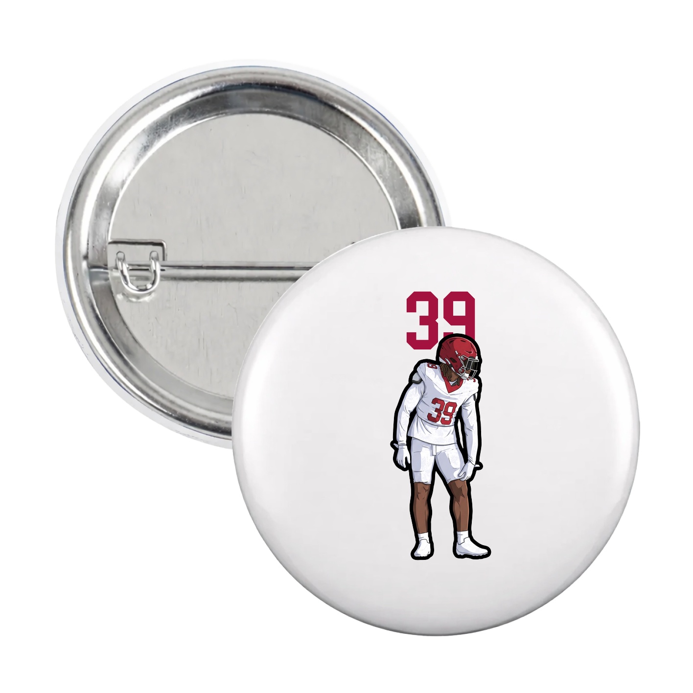 Game Day Button — Number Top in White