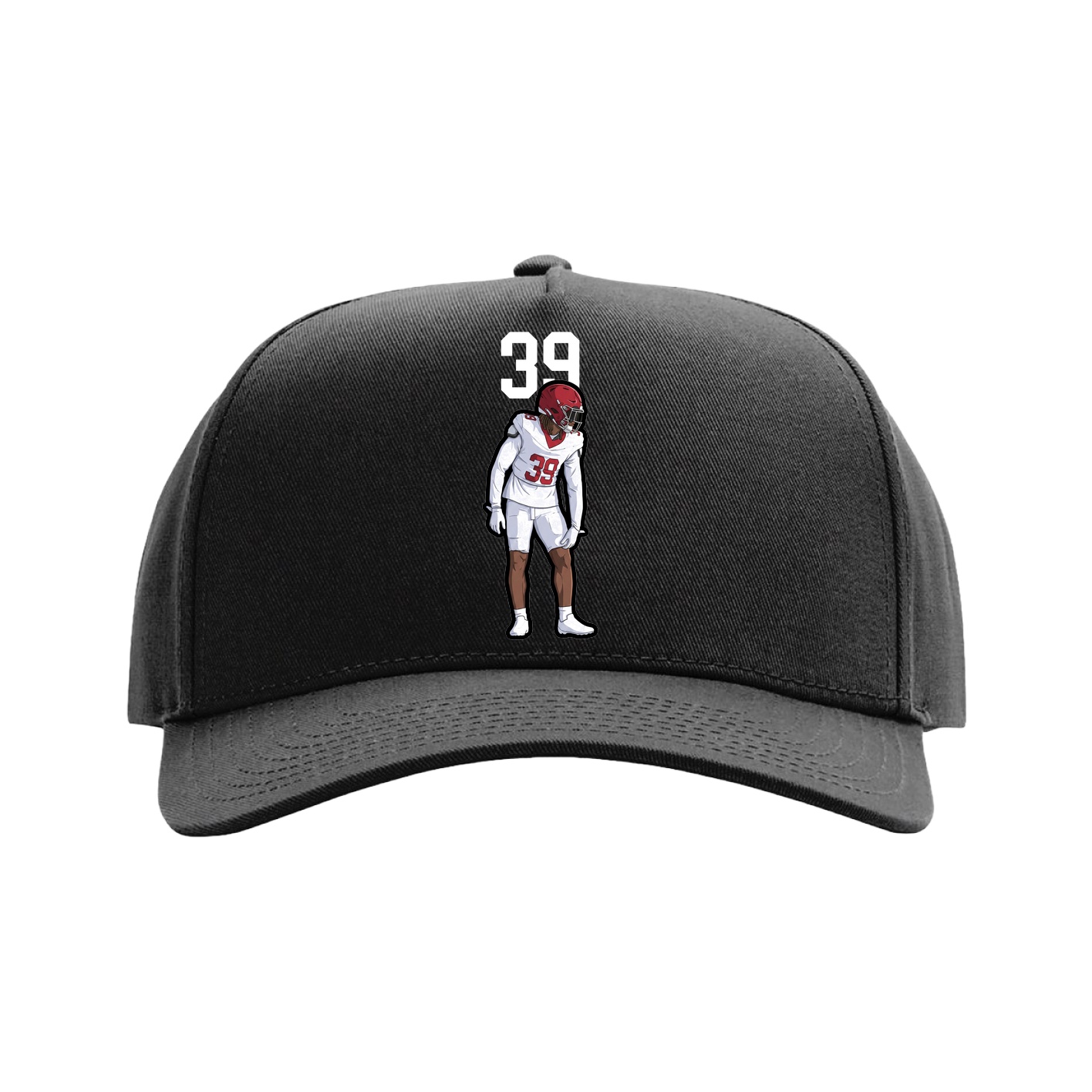 Full Fabric Five-Panel Champ Cap — Number Top in Black