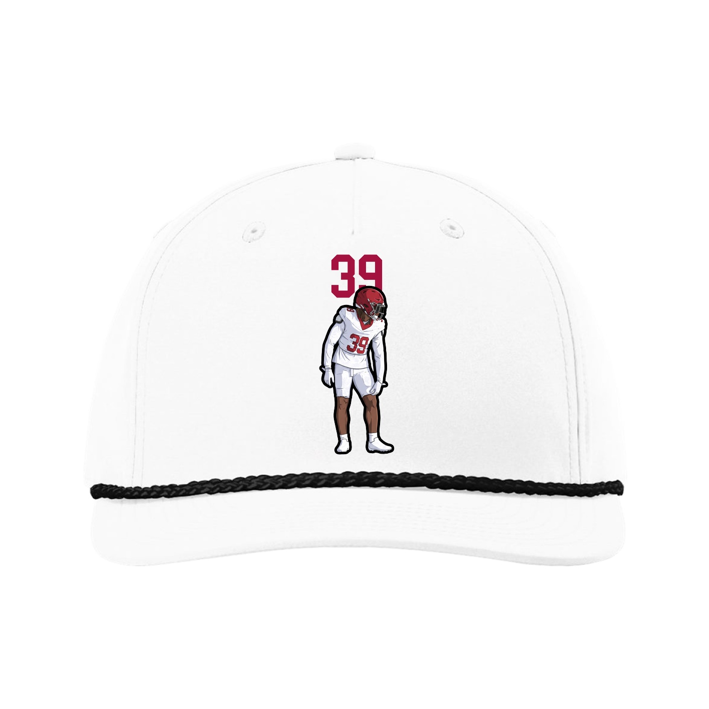 Five-Panel Classic Rope Cap — Number Top in White