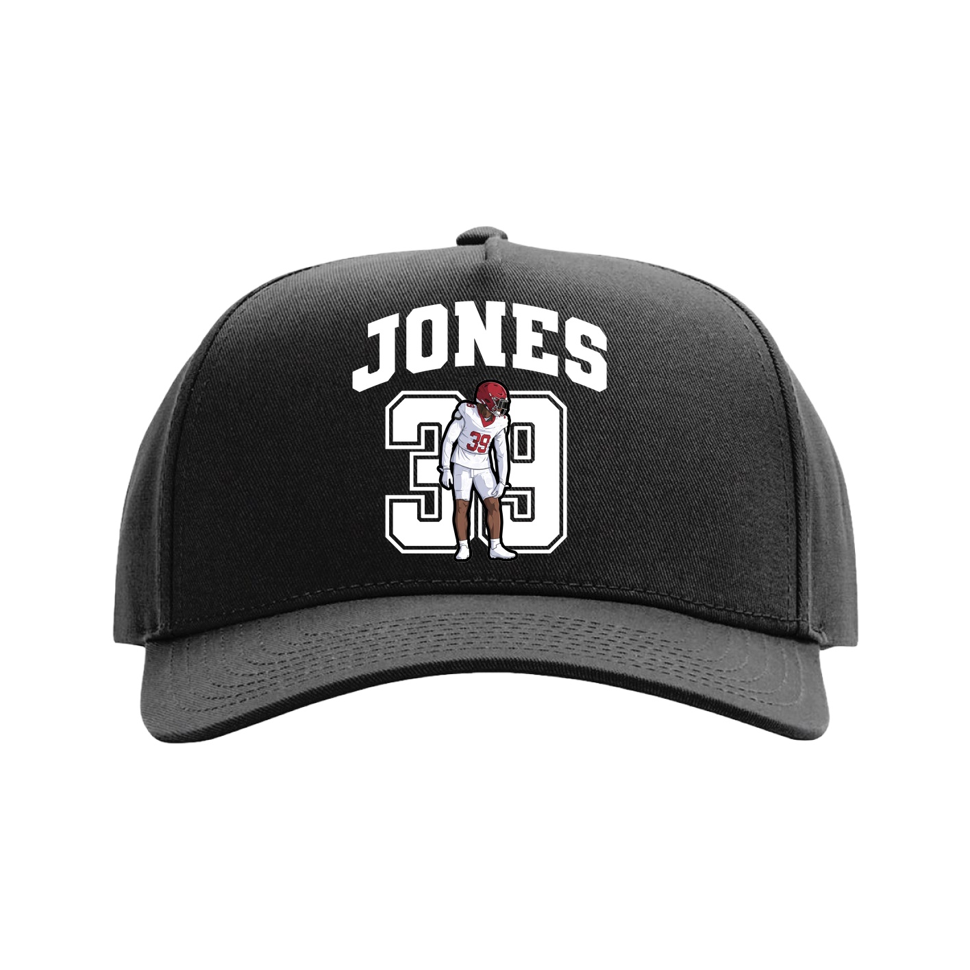 Full Fabric Five-Panel Champ Cap — Number in Black