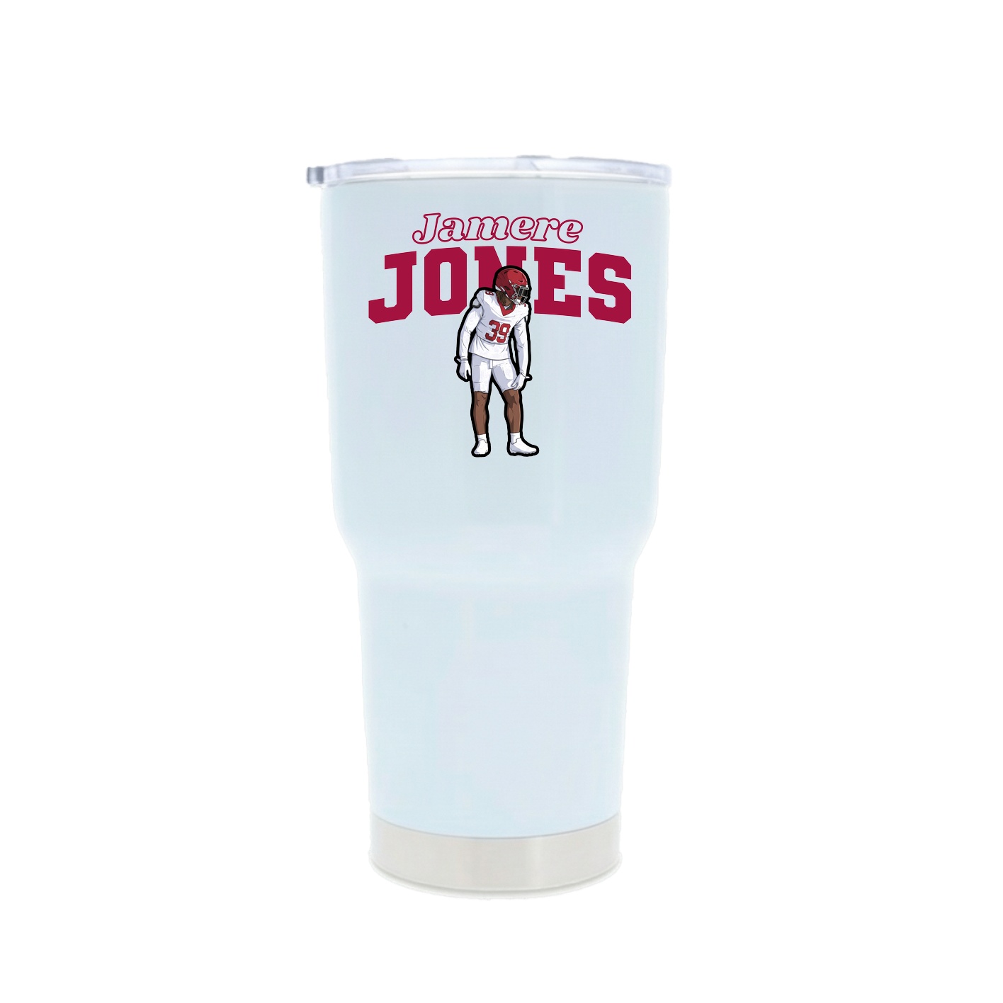 30oz Stainless Steel Tumbler — Name Arch in White