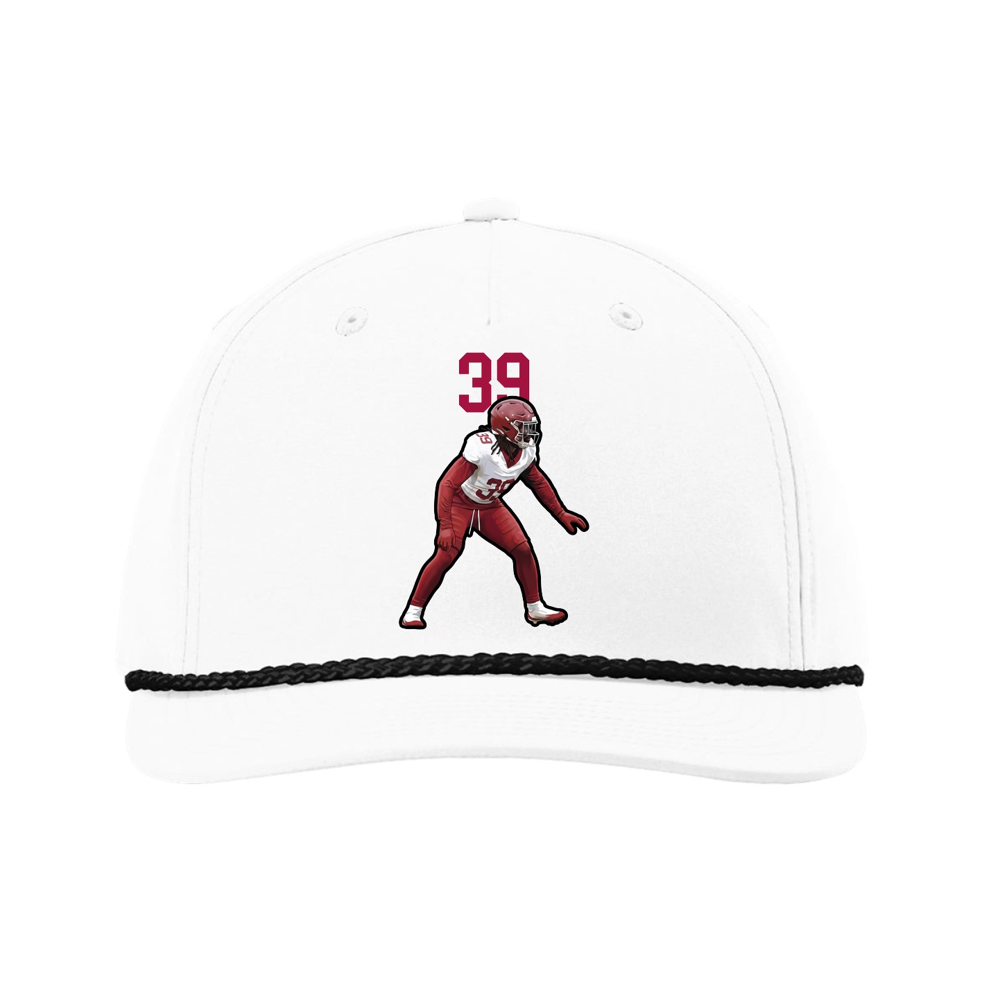 Five-Panel Classic Rope Cap — Number Top in White