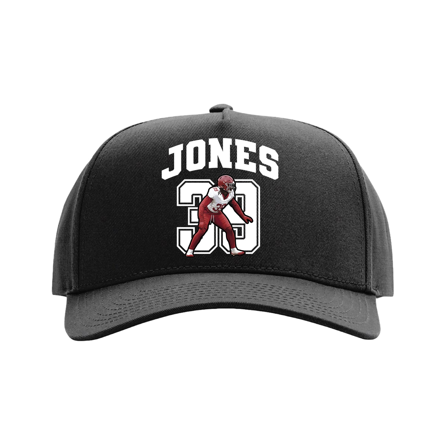 Full Fabric Five-Panel Champ Cap — Number in Black