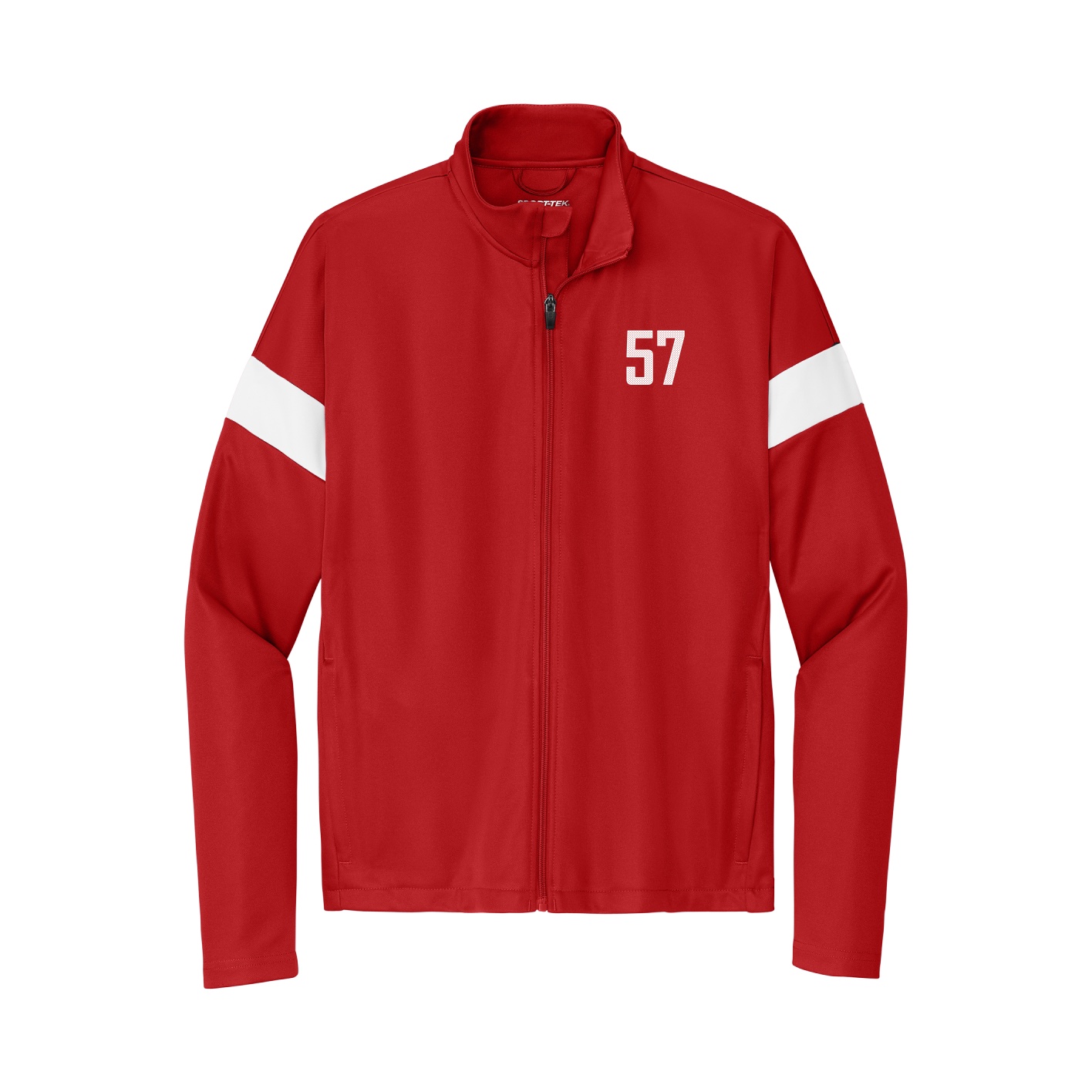 Team Travel Full-Zip Jacket — Front Shirsy in Cardinal/White