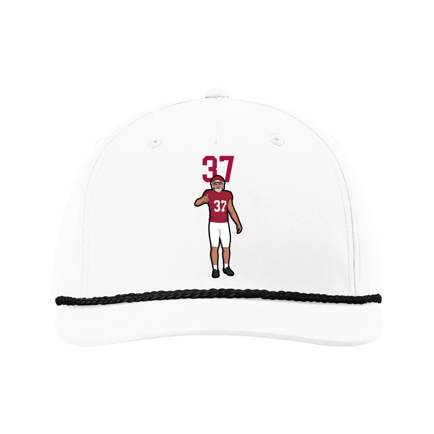 Five-Panel Classic Rope Cap — Number Top in White