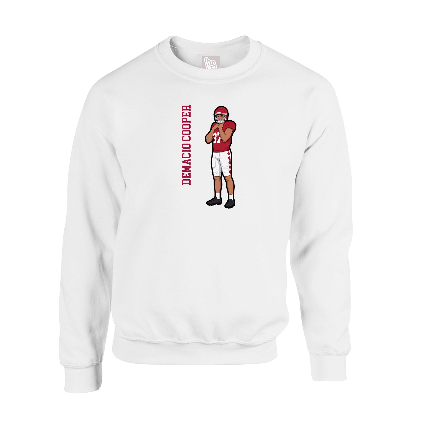 Fleece Crew — Name Vertical in White