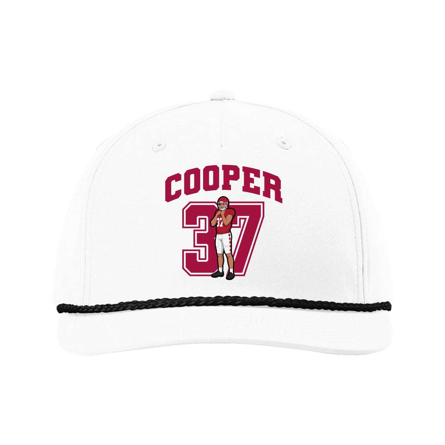 Five-Panel Classic Rope Cap — Number in White
