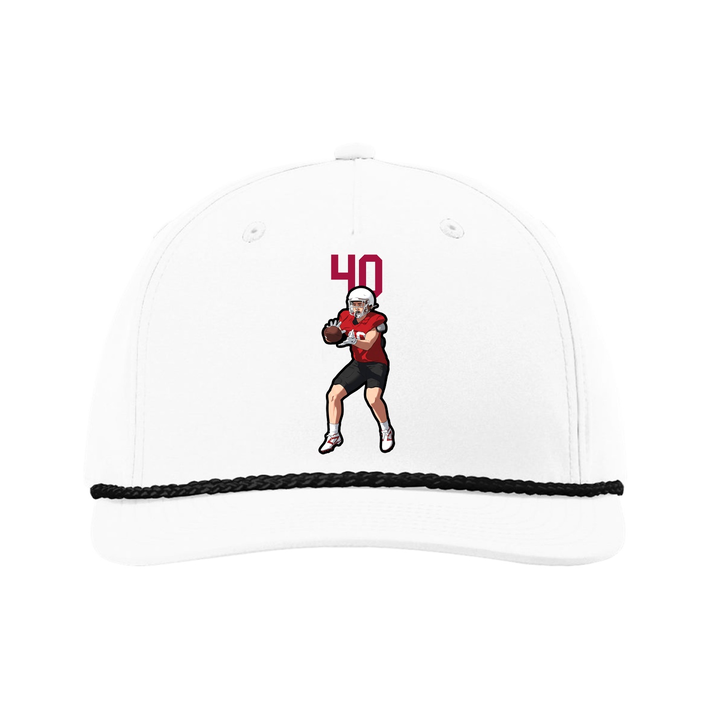 Five-Panel Classic Rope Cap — Number Top in White