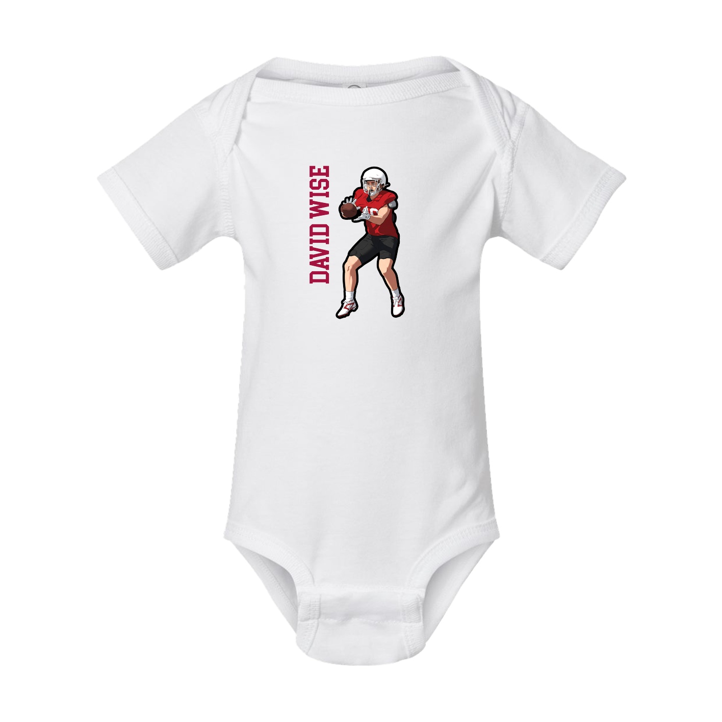Baby Onesie — Name Vertical in White
