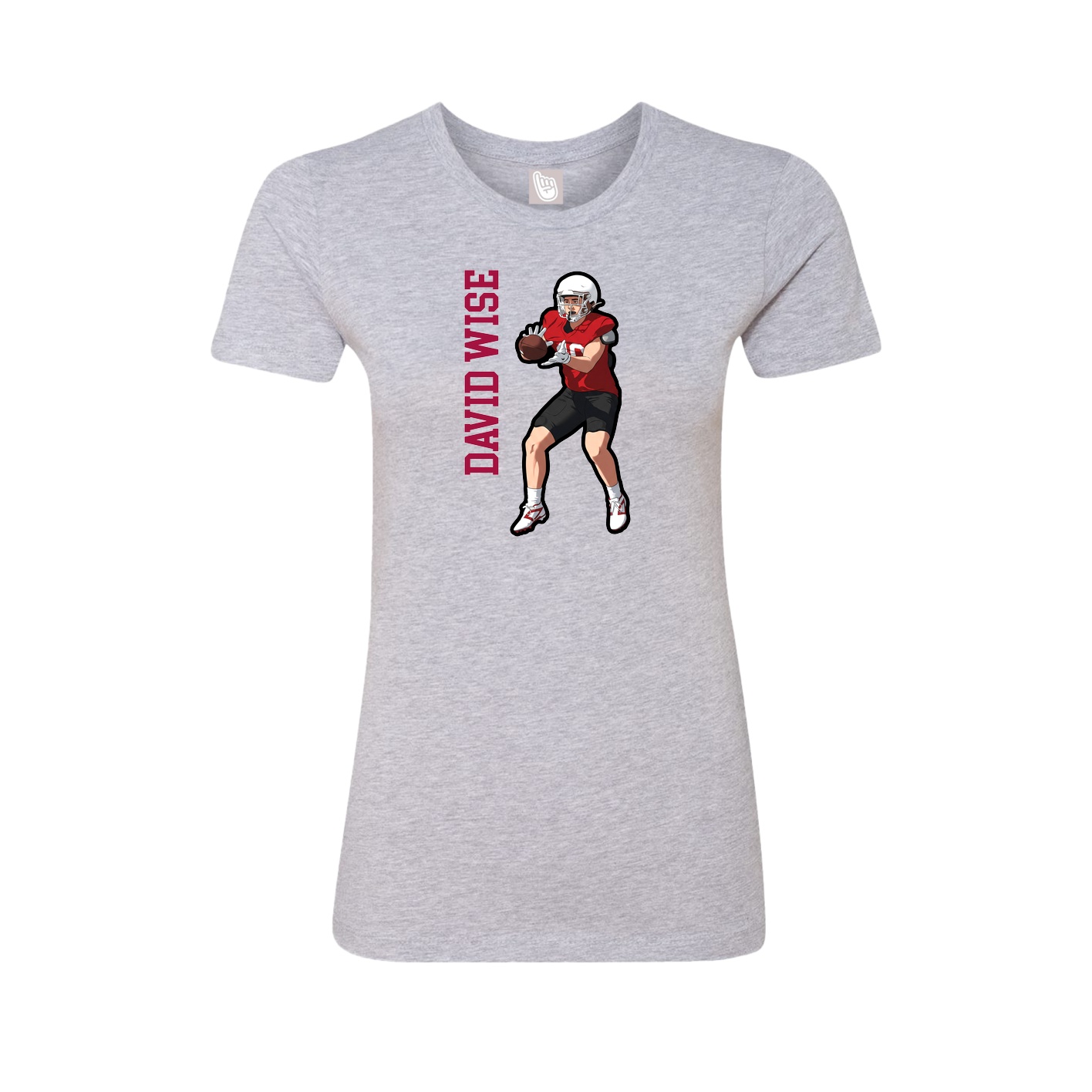 Fitted Women's Tee — Name Vertical in Grey