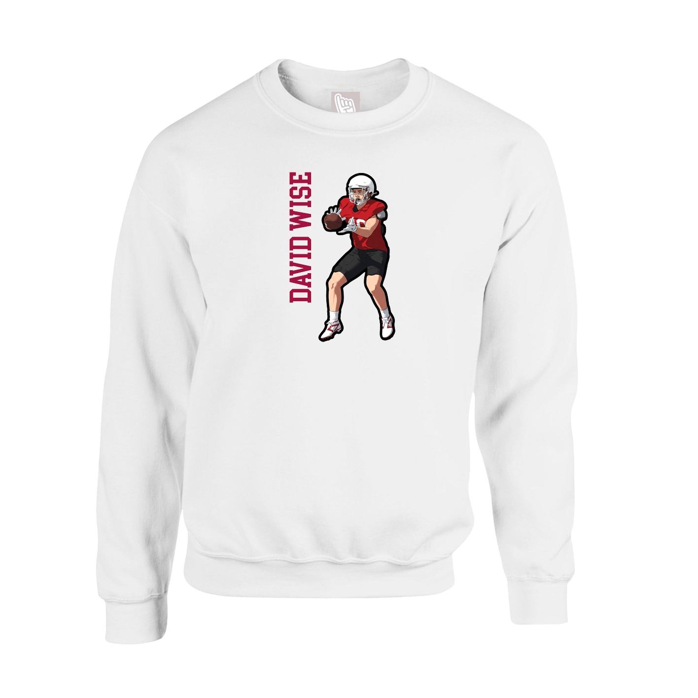 Fleece Crew — Name Vertical in White