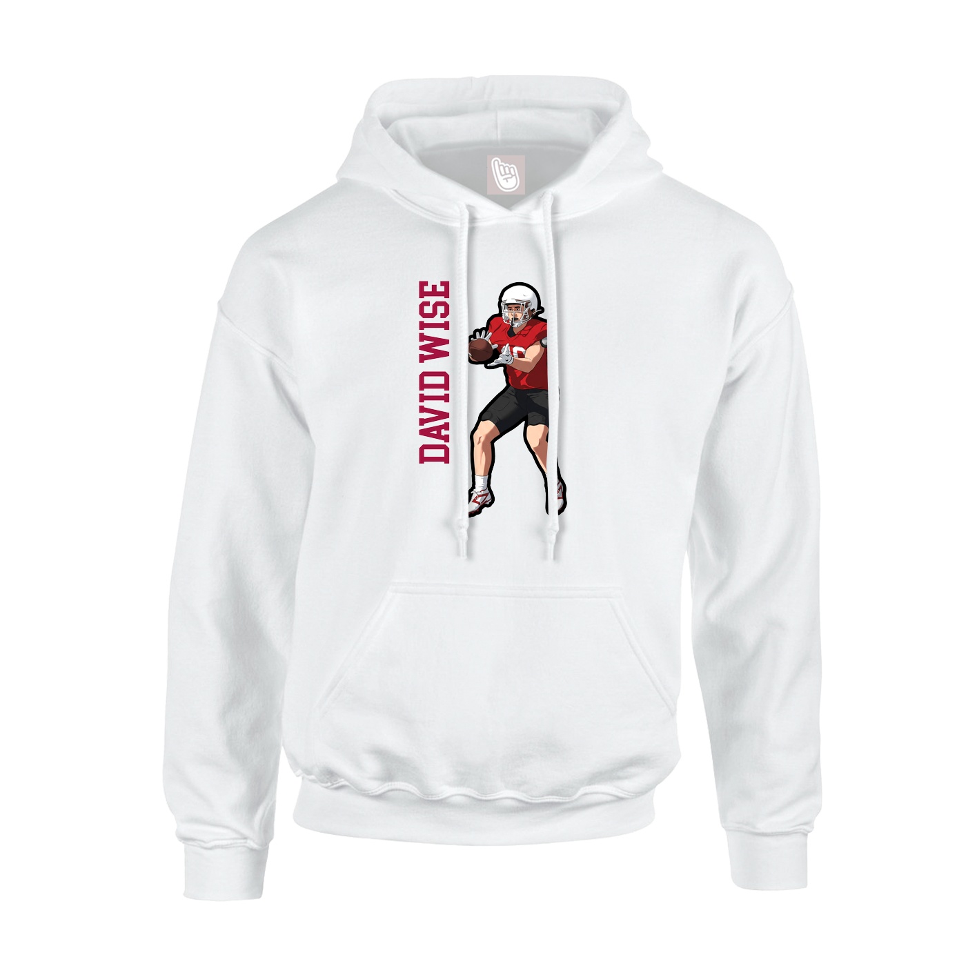 Youth Hoodie — Name Vertical in White
