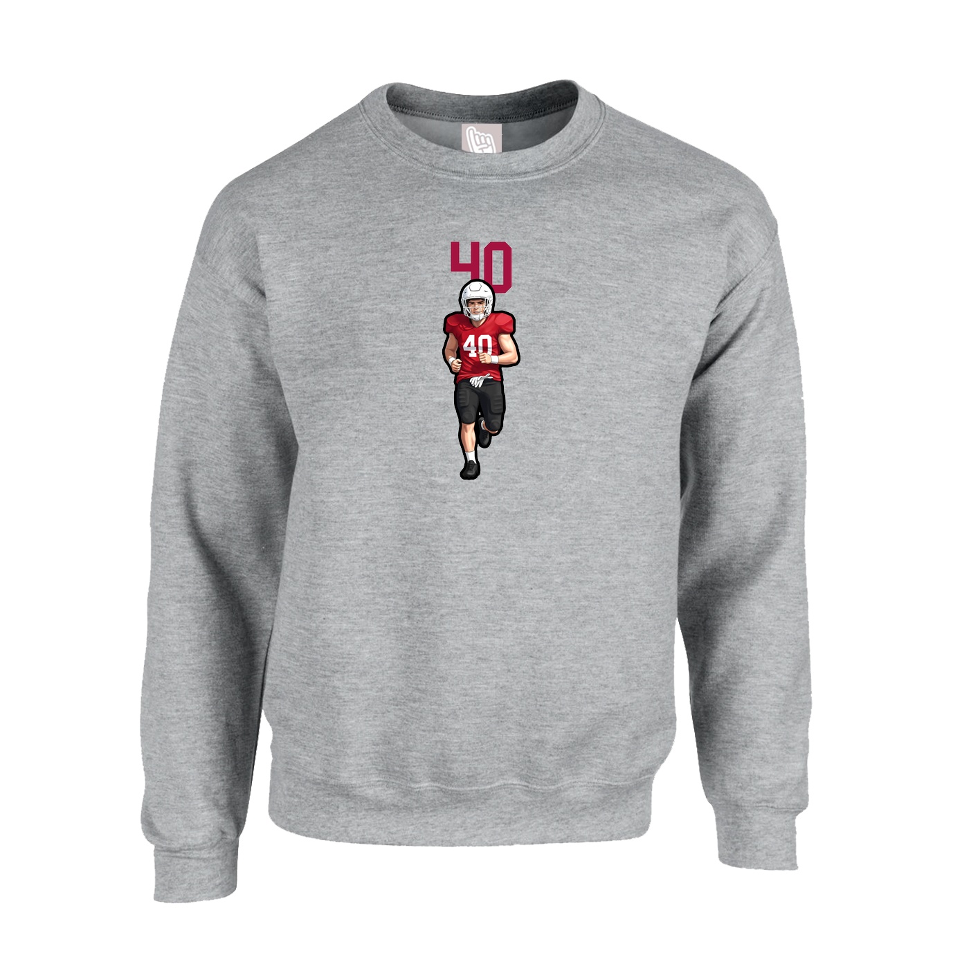 Fleece Crew — Number Top in Grey