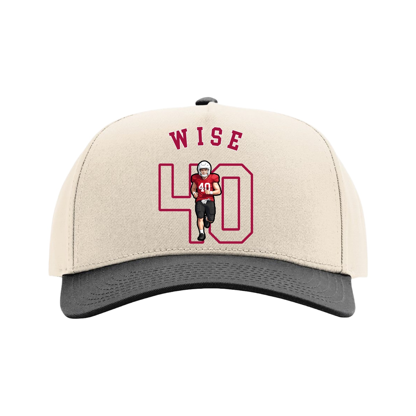 Full Fabric Five-Panel Champ Cap — Shirsey Arch in Cream/Black