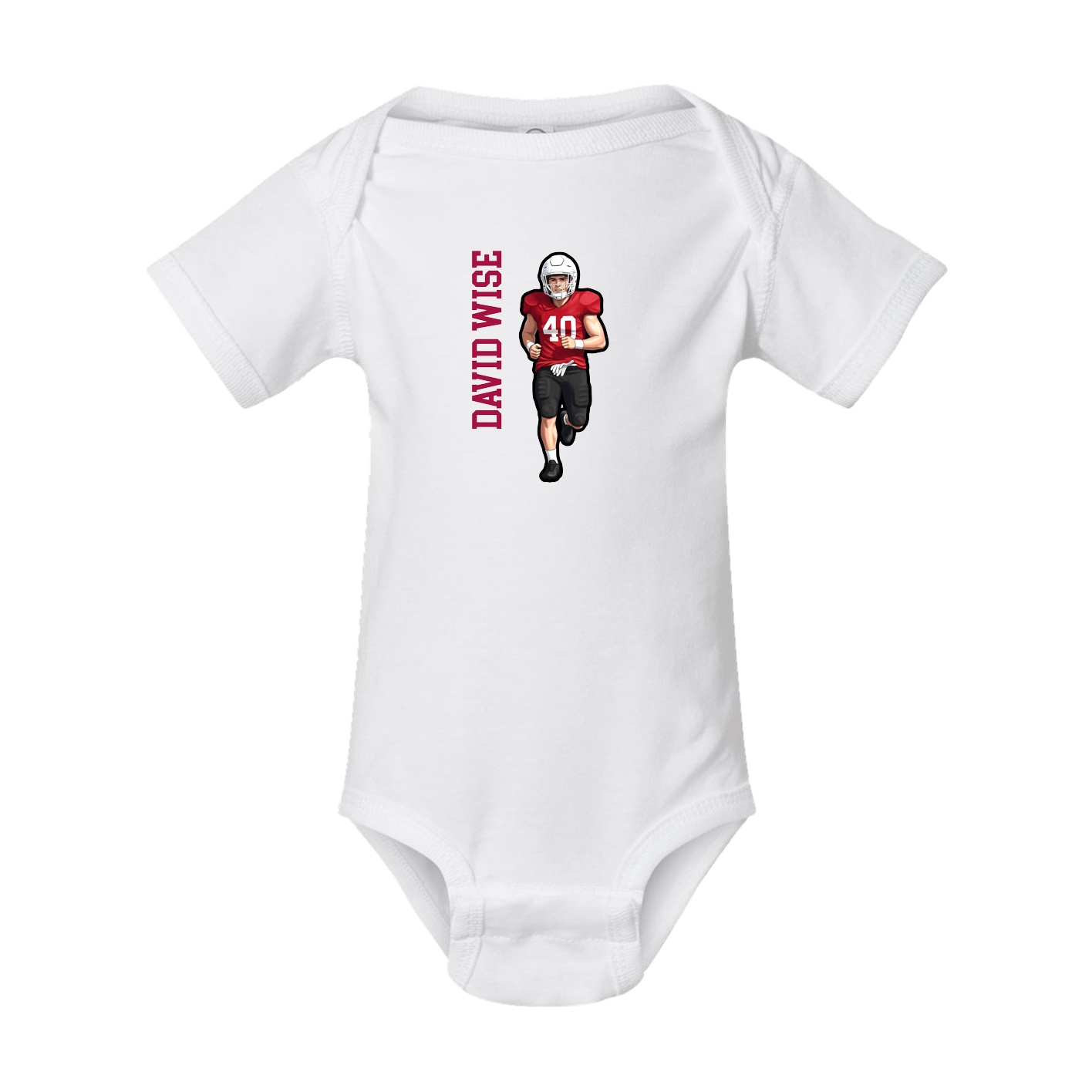Baby Onesie — Name Vertical in White