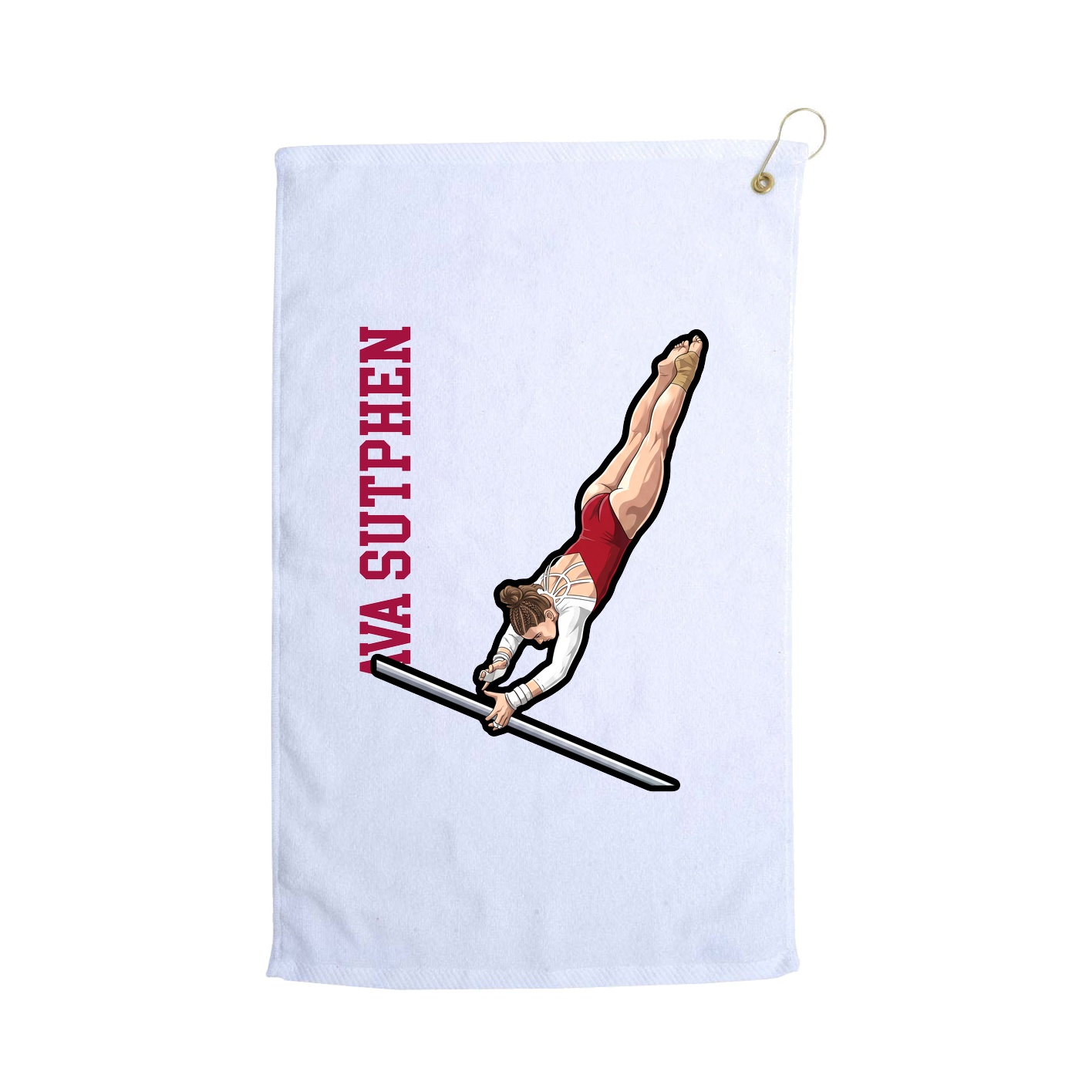Golf Towel — Name Vertical in White