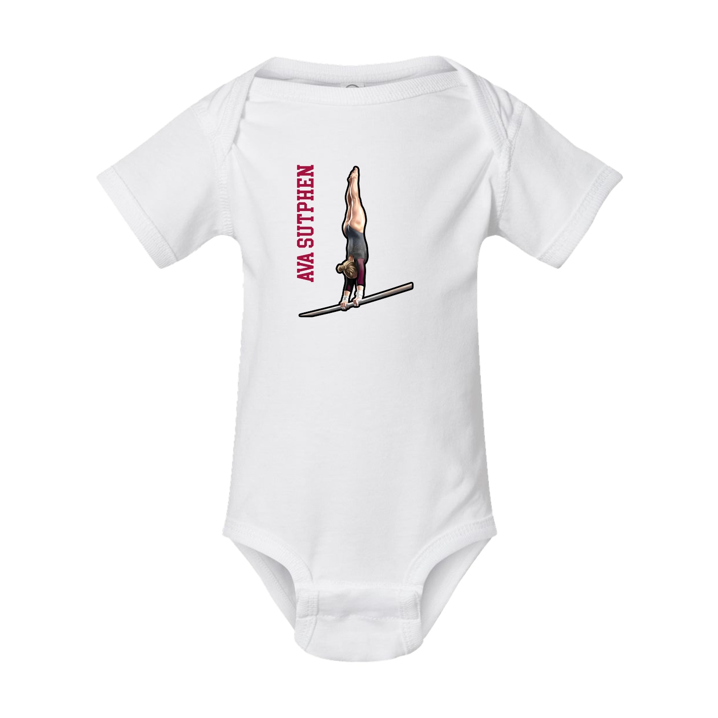 Baby Onesie — Name Vertical in White