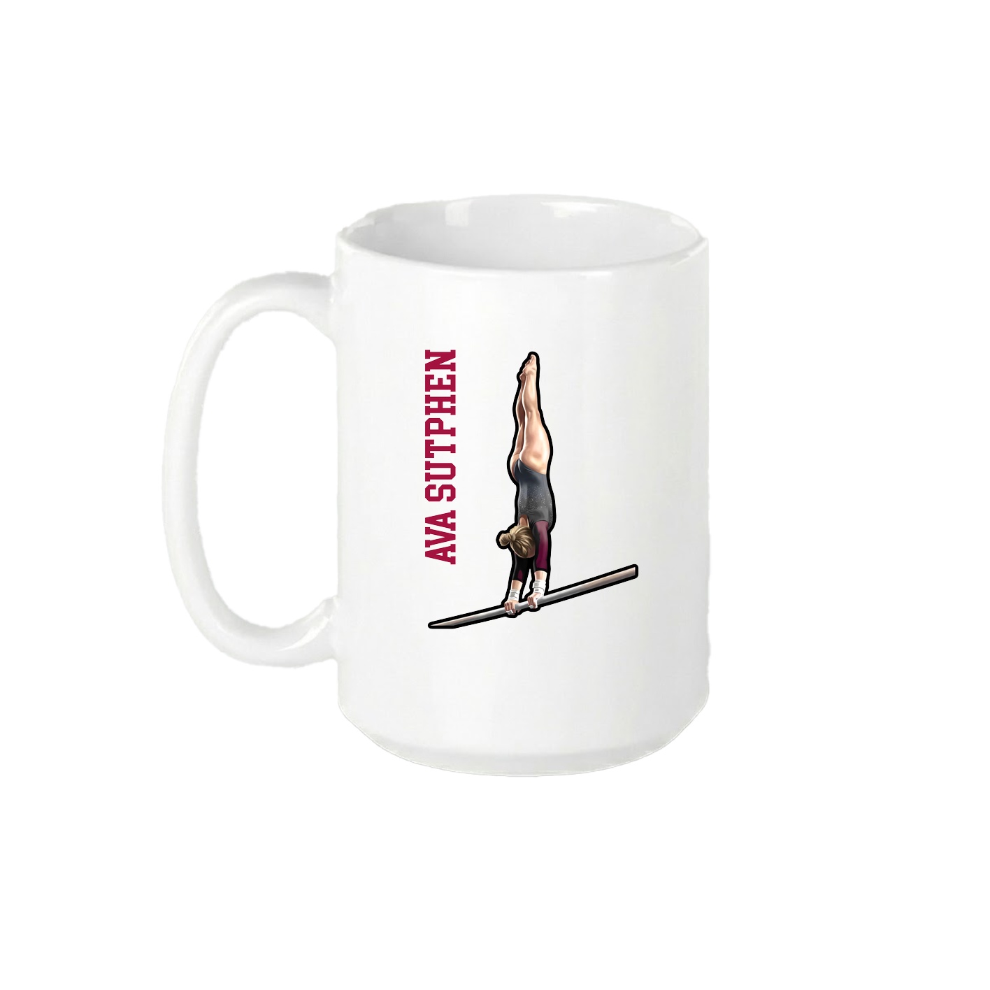 15oz Coffee Mug — Name Vertical in White
