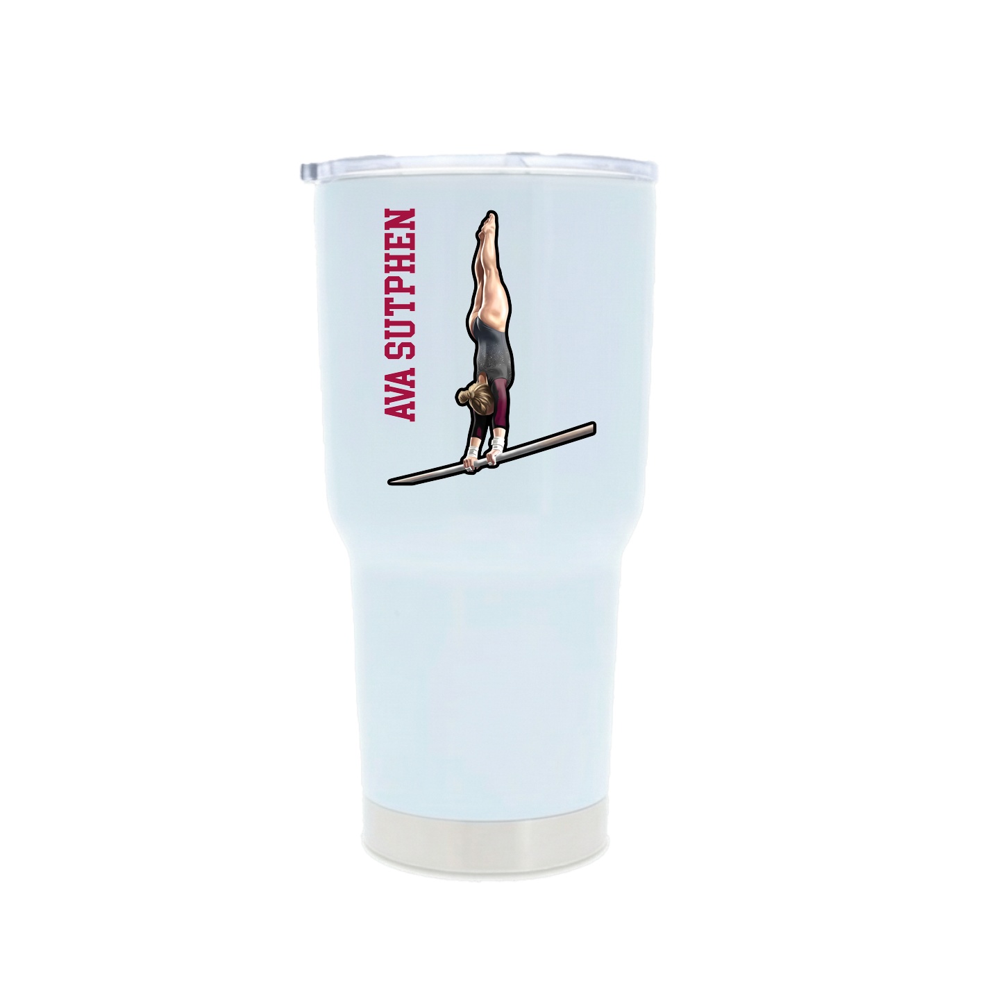 30oz Stainless Steel Tumbler — Name Vertical in White
