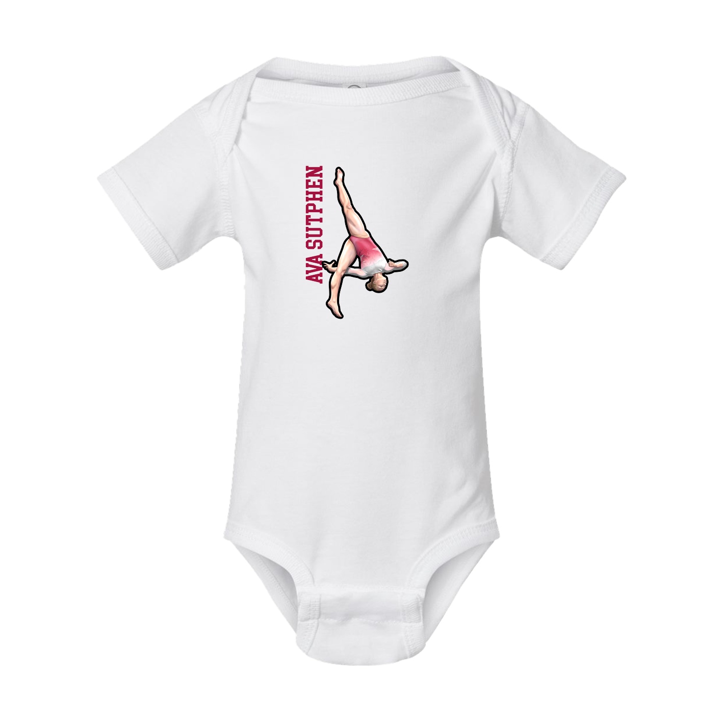 Baby Onesie — Name Vertical in White