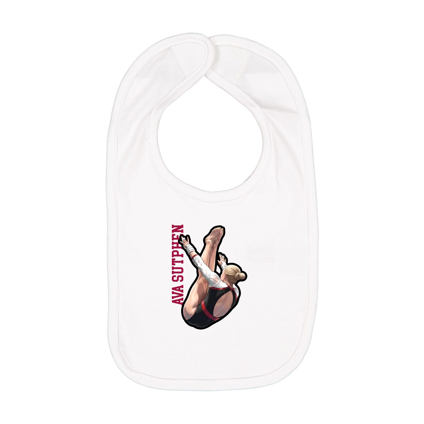 Infant Bib — Name Vertical in White