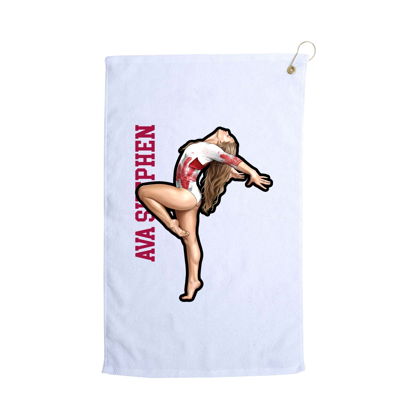 Golf Towel — Name Vertical in White