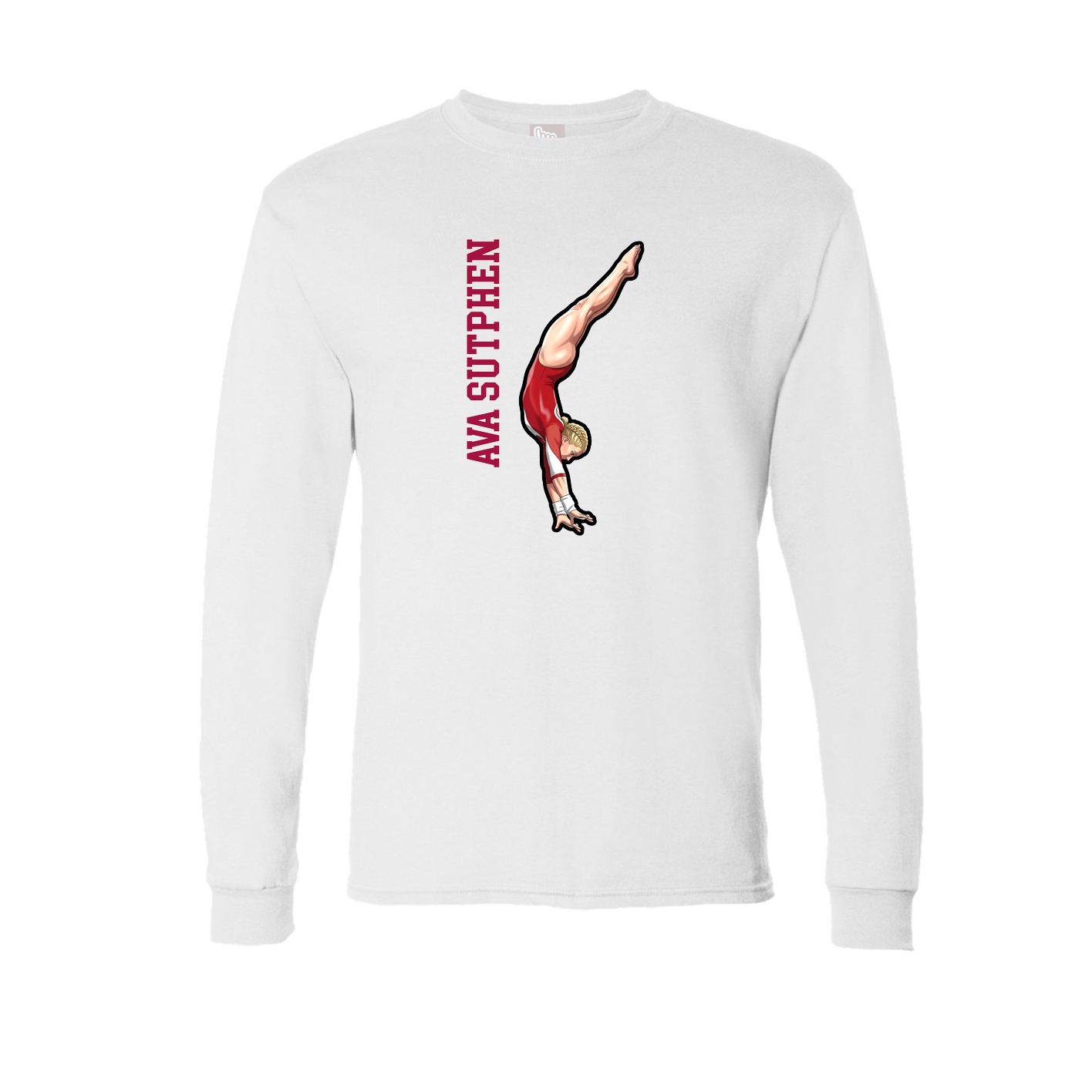 Long Sleeve Tee — Name Vertical in White