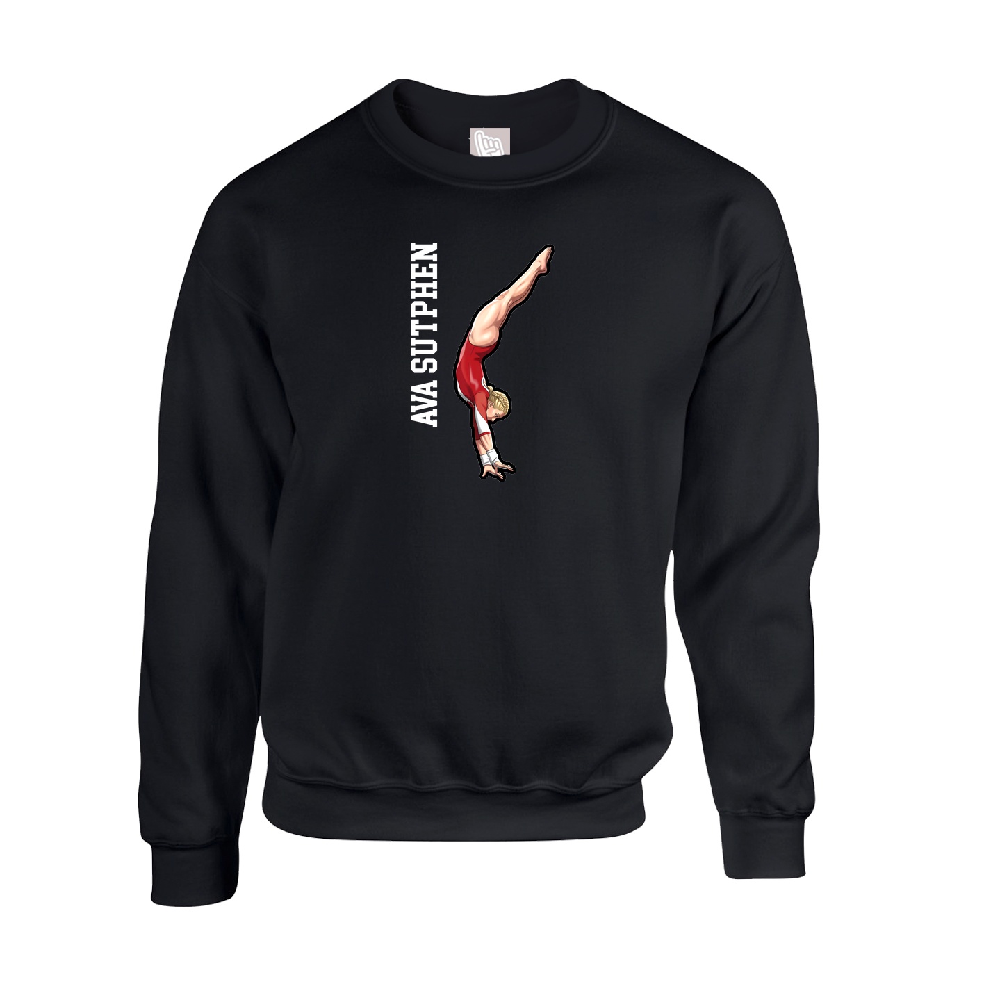 Fleece Crew — Name Vertical in Black
