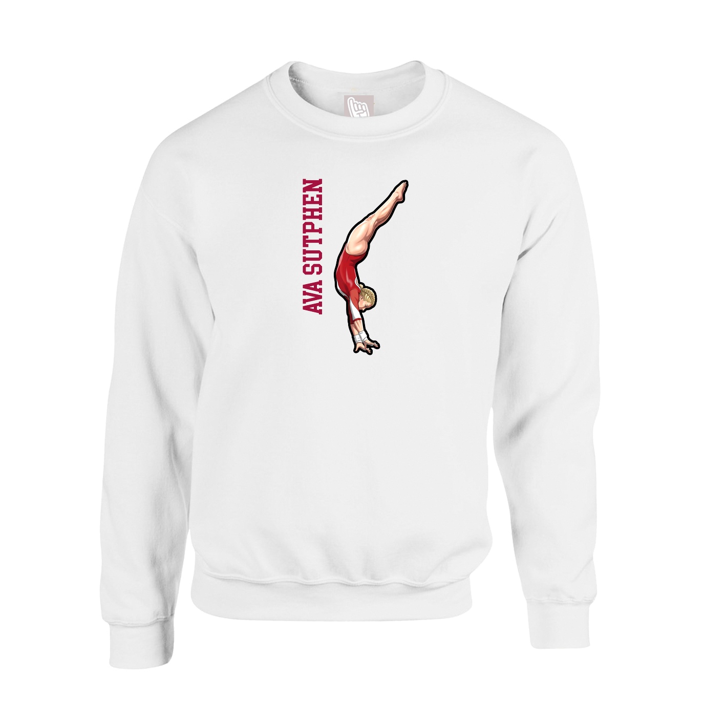 Fleece Crew — Name Vertical in White