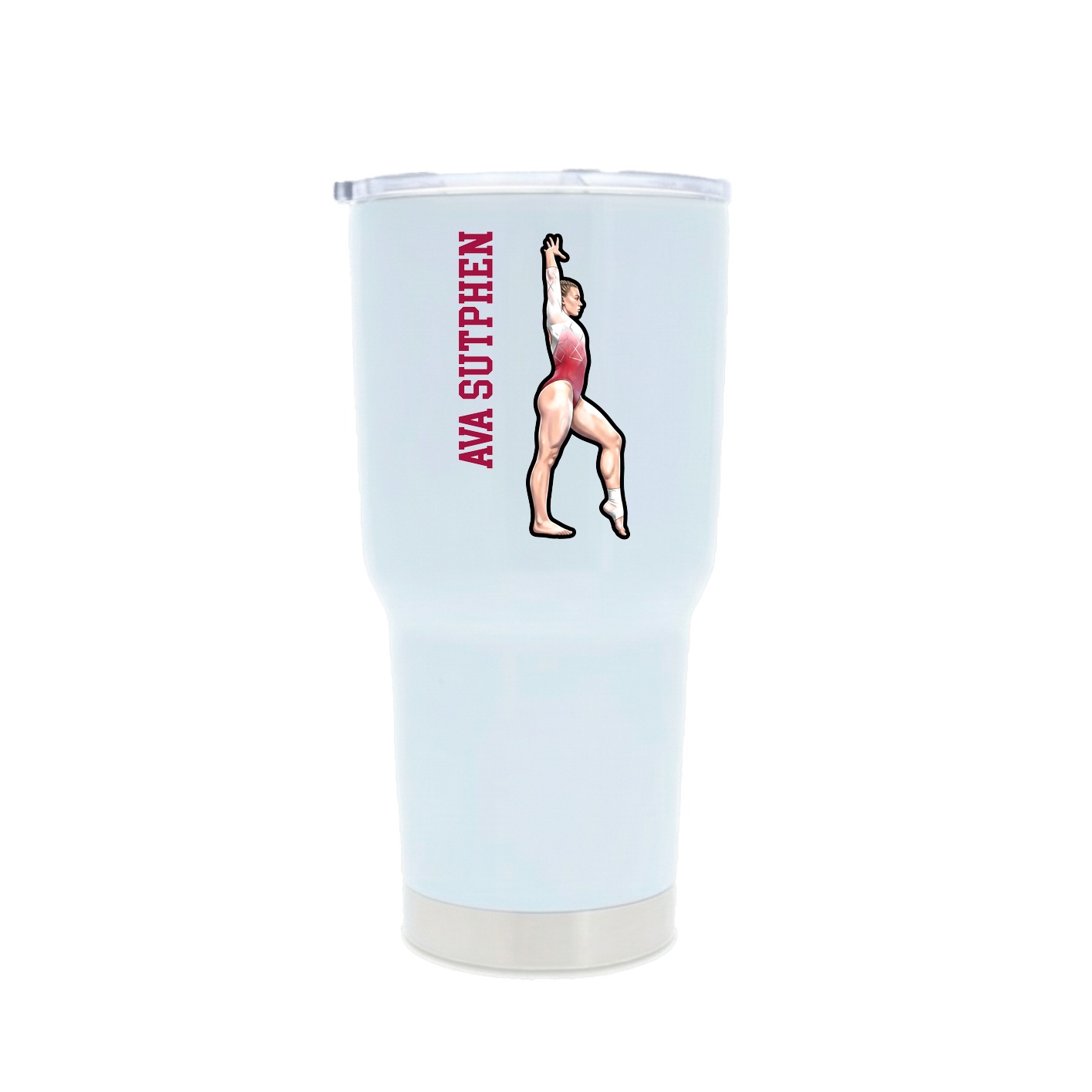 30oz Stainless Steel Tumbler — Name Vertical in White