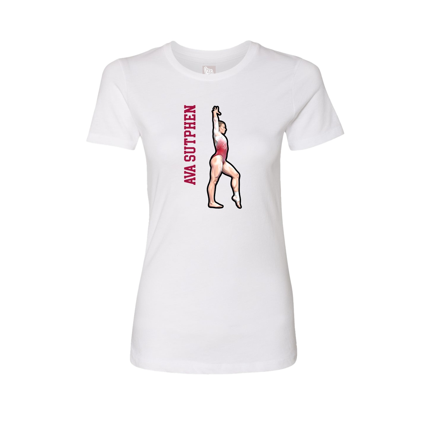 Womens Tee — Name Vertical in White