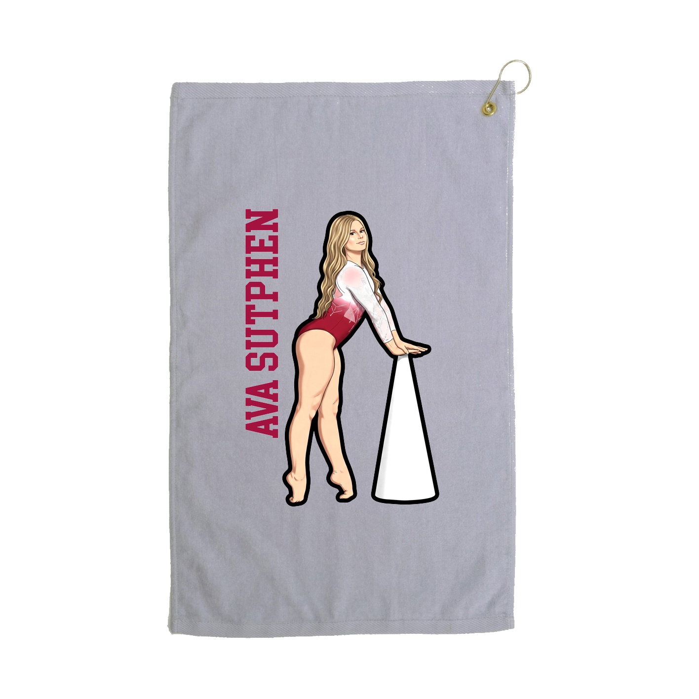 Golf Towel — Name Vertical in Grey
