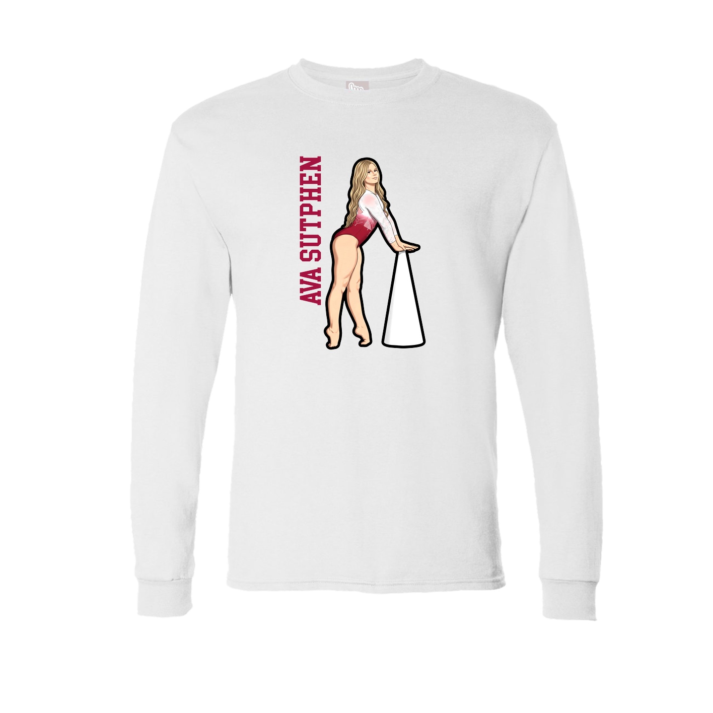Long Sleeve Tee — Name Vertical in White
