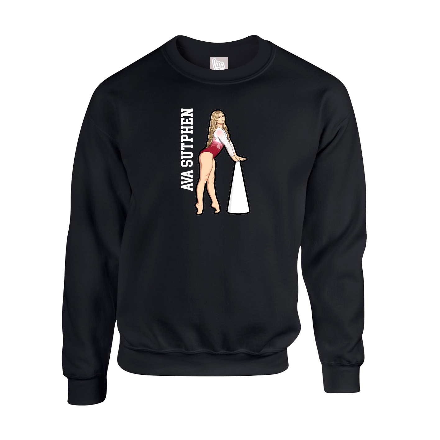 Fleece Crew — Name Vertical in Black