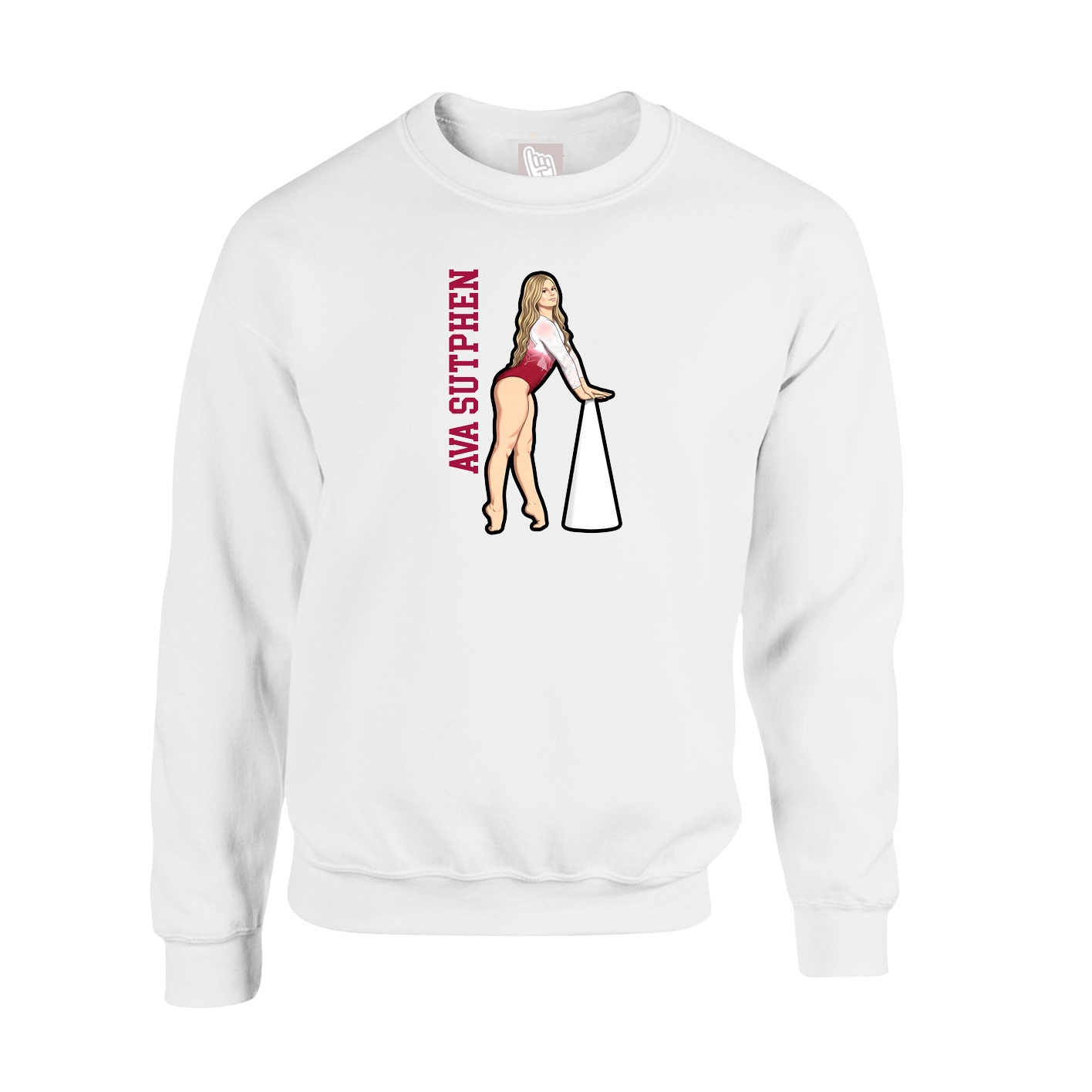 Fleece Crew — Name Vertical in White