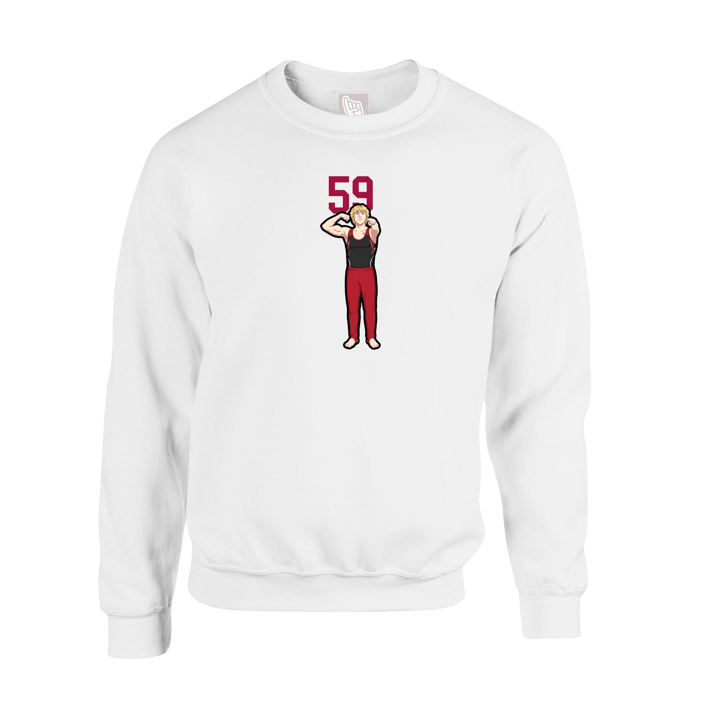Fleece Crew — Number Top in White