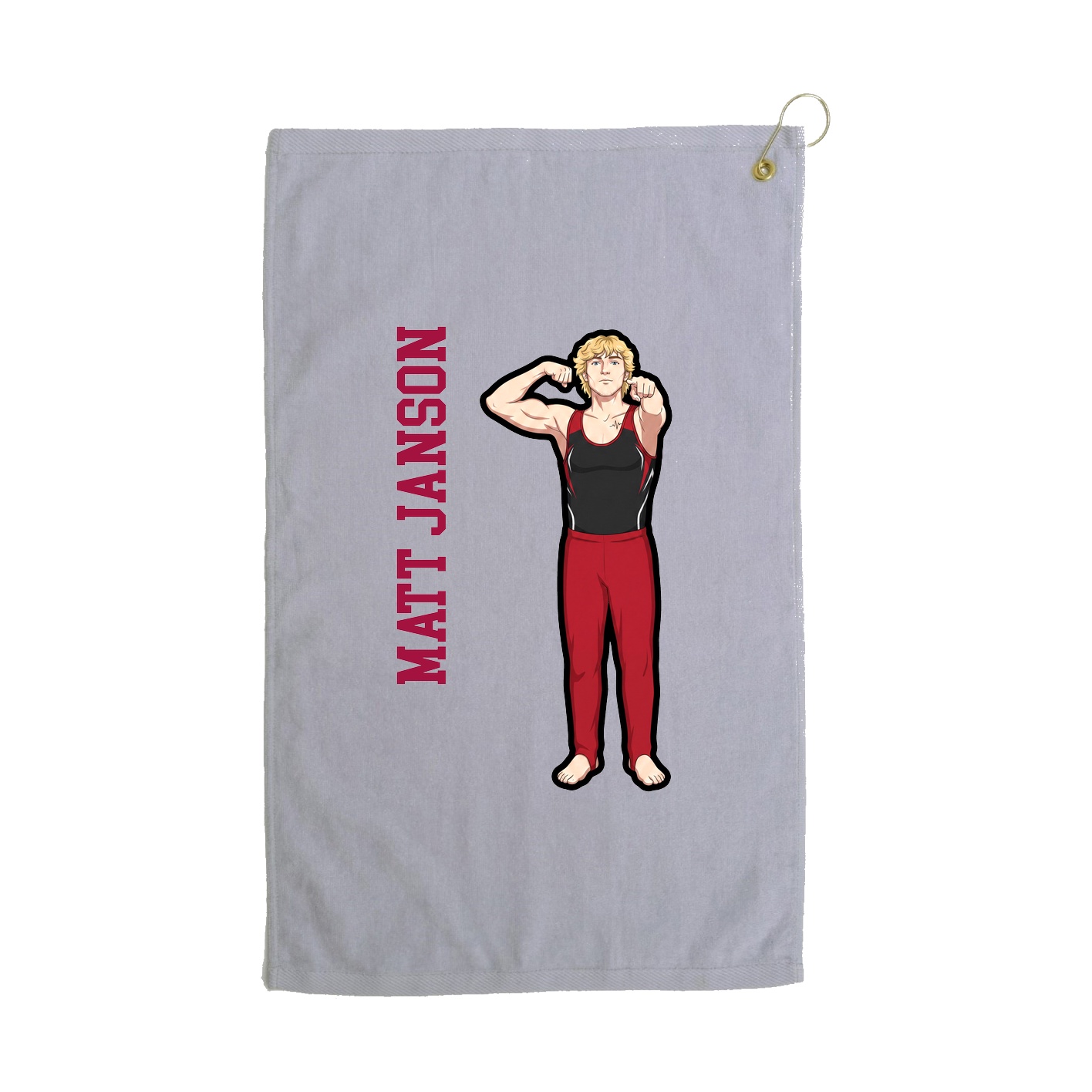 Golf Towel — Name Vertical in Grey