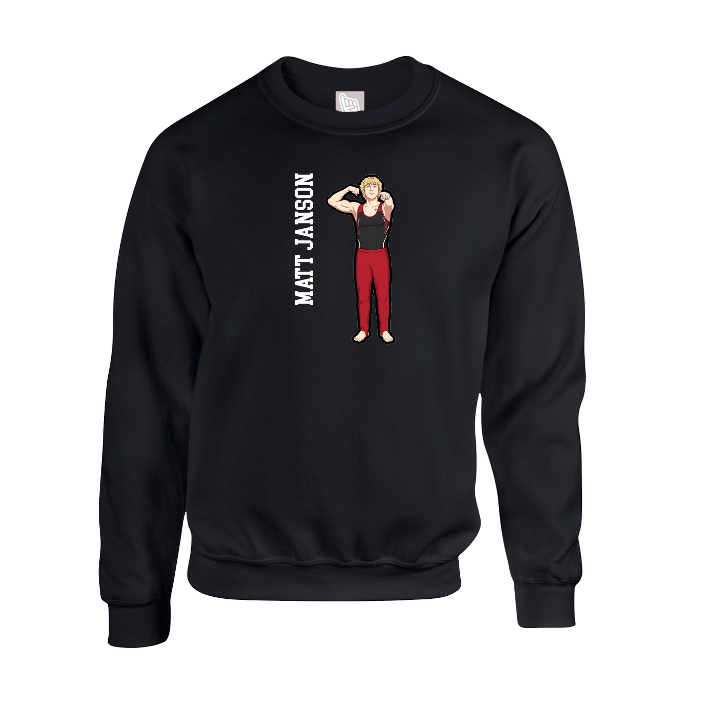 Fleece Crew — Name Vertical in Black