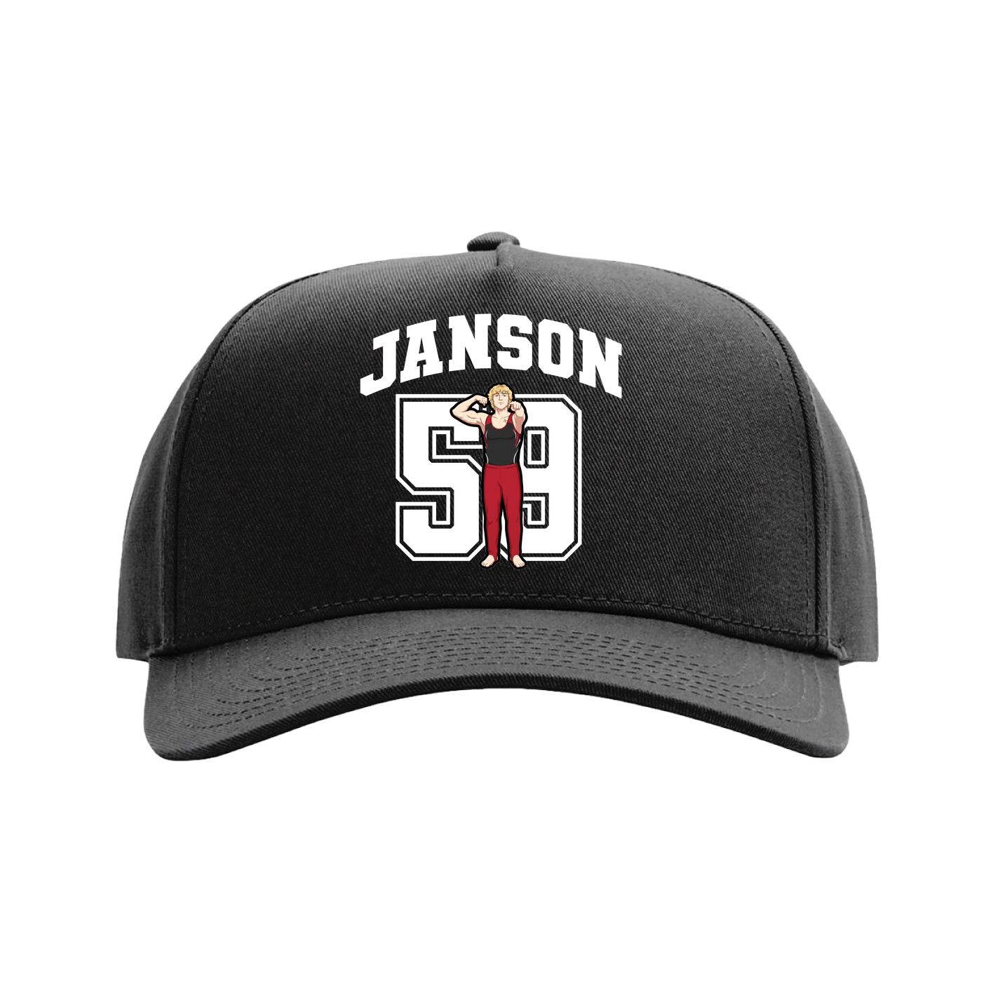 Full Fabric Five-Panel Champ Cap — Number in Black