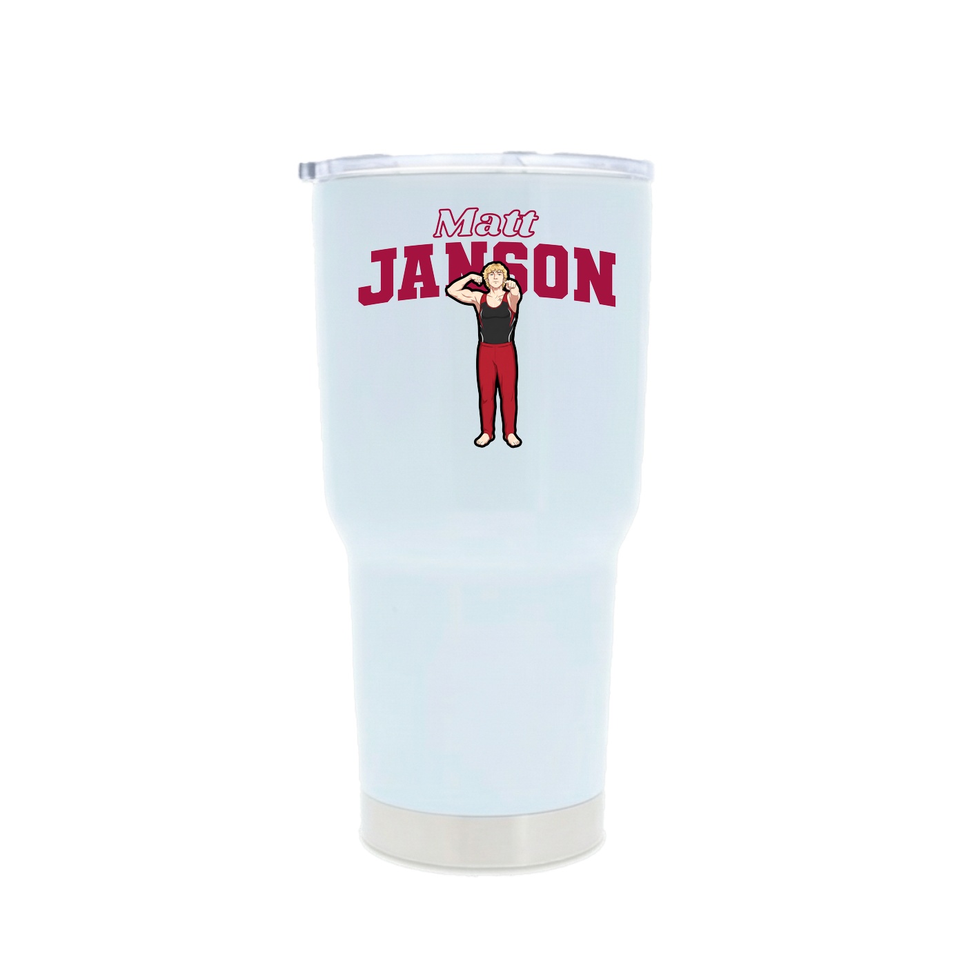 30oz Stainless Steel Tumbler — Name Arch in White