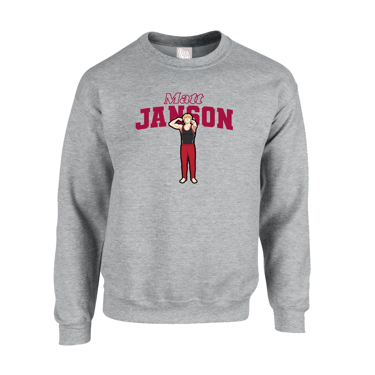 Fleece Crew — Name Arch in Grey