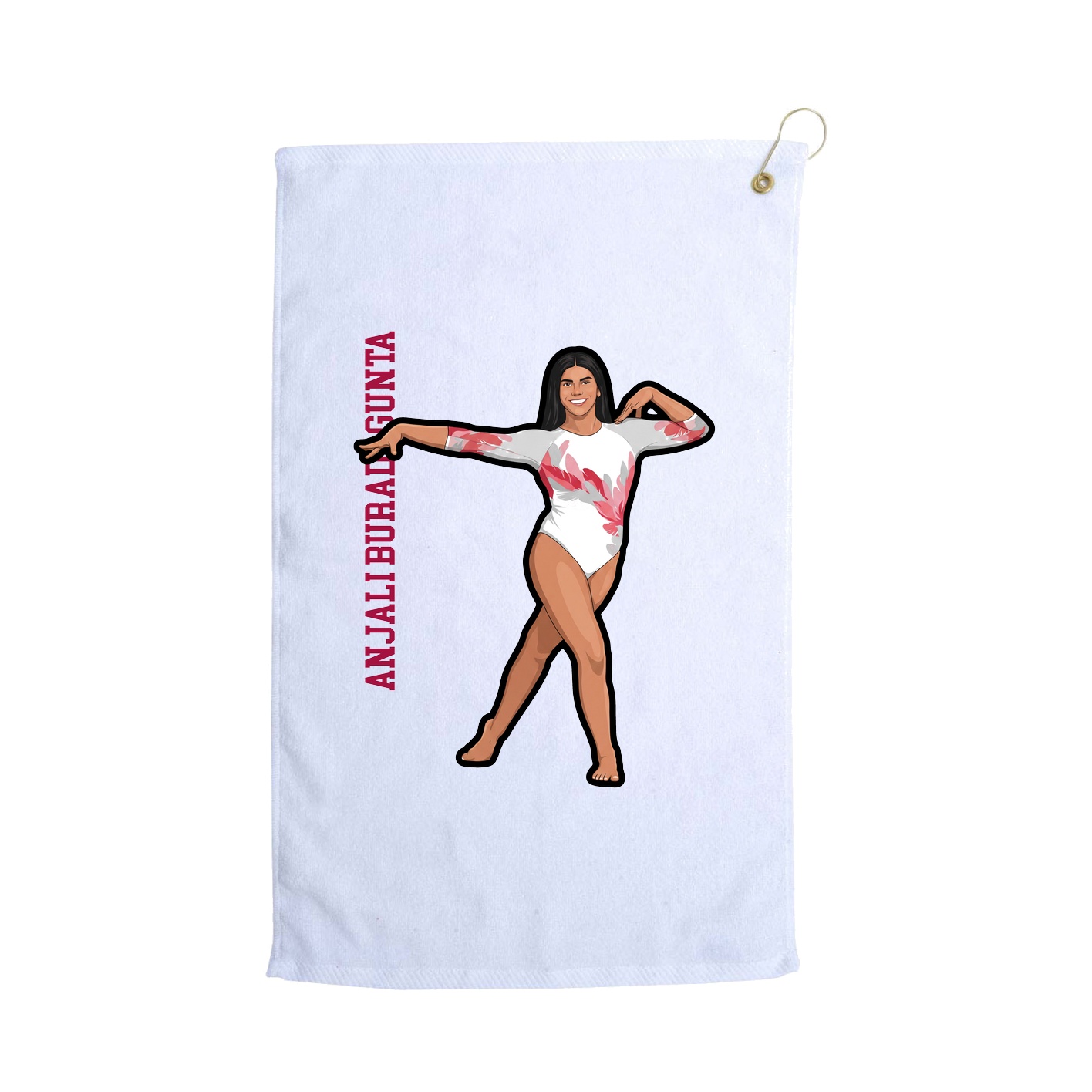 Golf Towel — Name Vertical in White