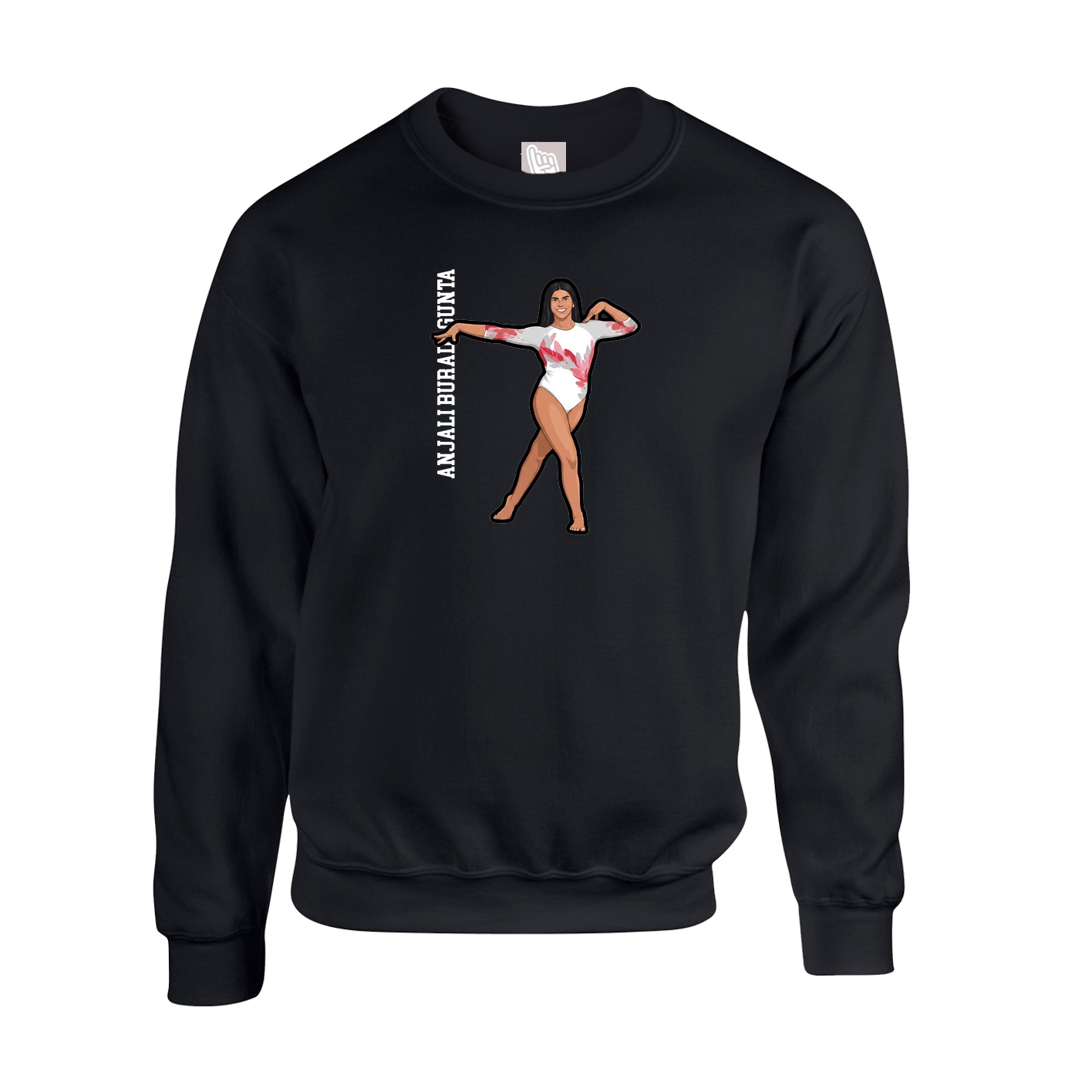 Fleece Crew — Name Vertical in Black