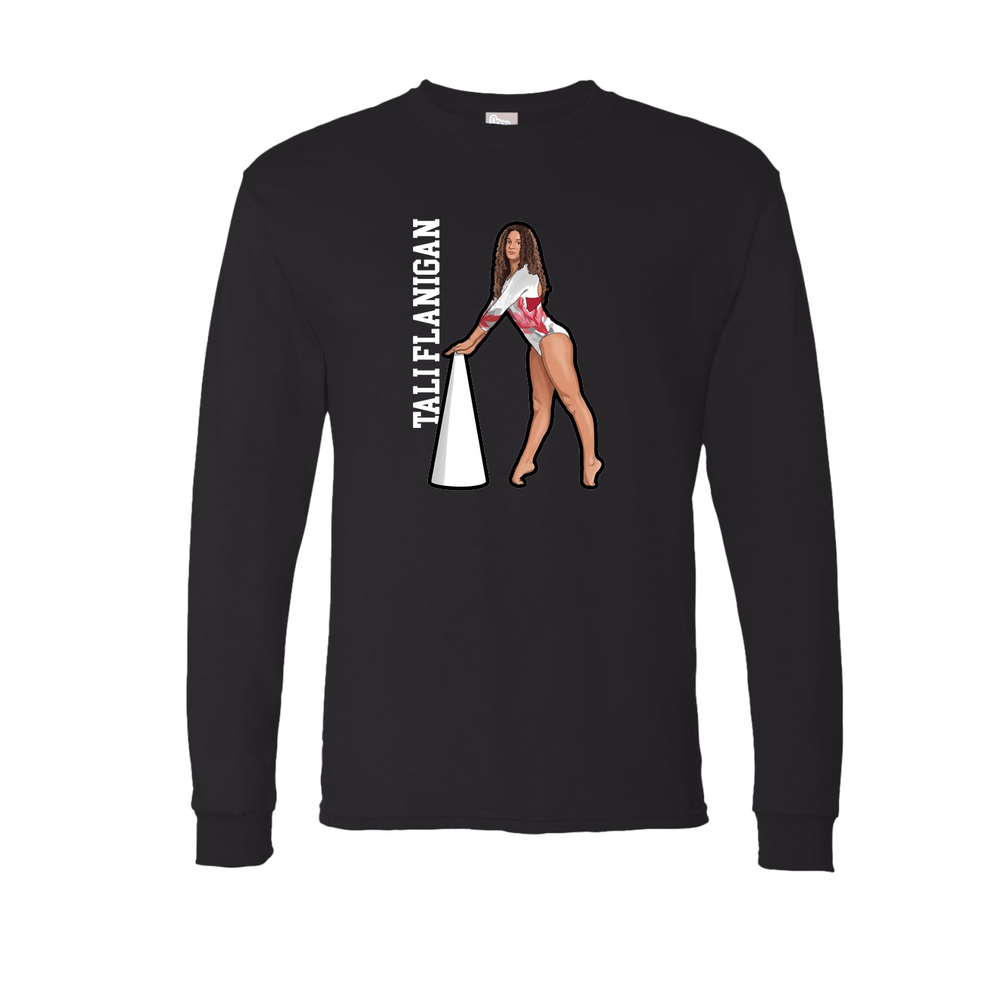 Long Sleeve Tee — Name Vertical in Black